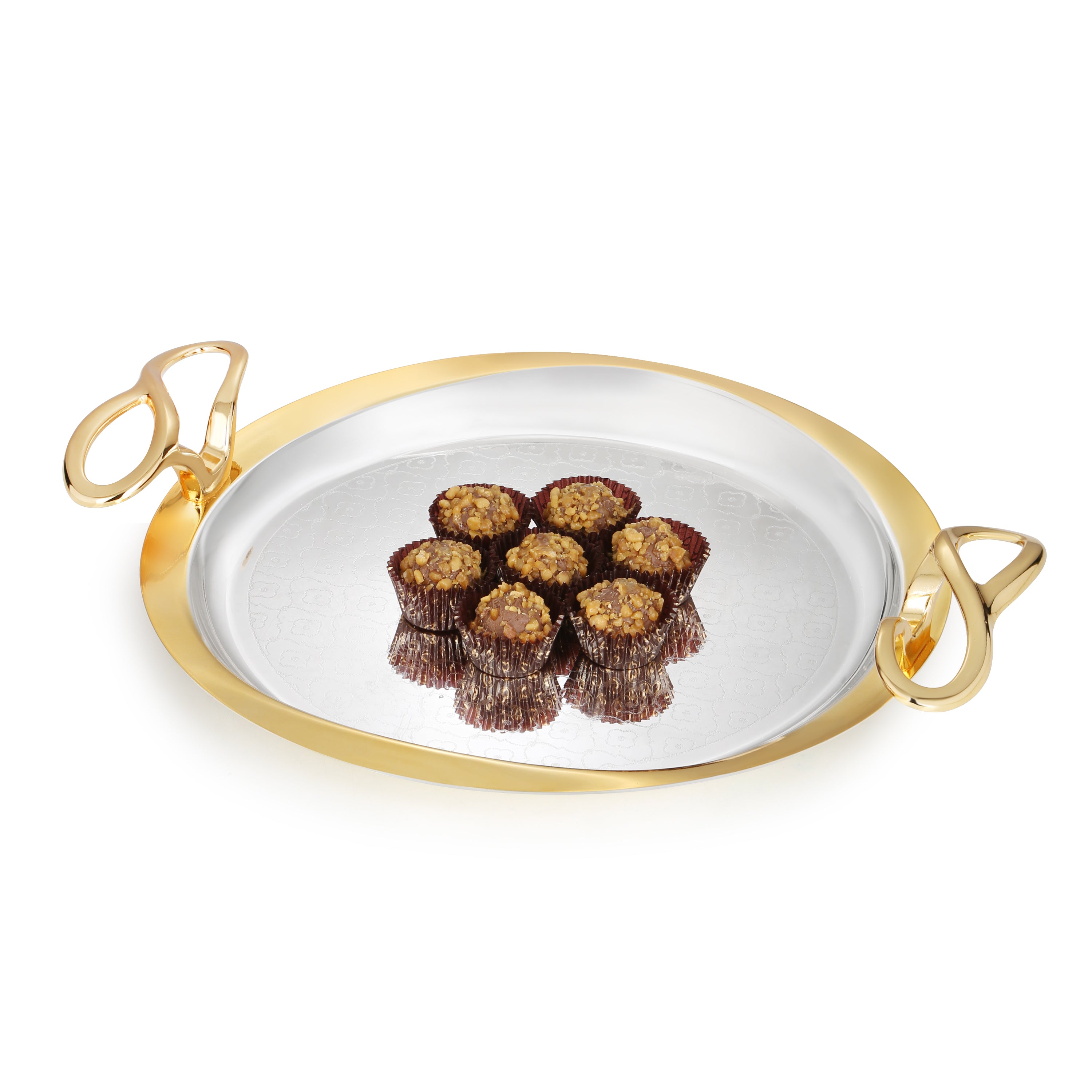 Self Design Round Tray with Designer dual tone Handle