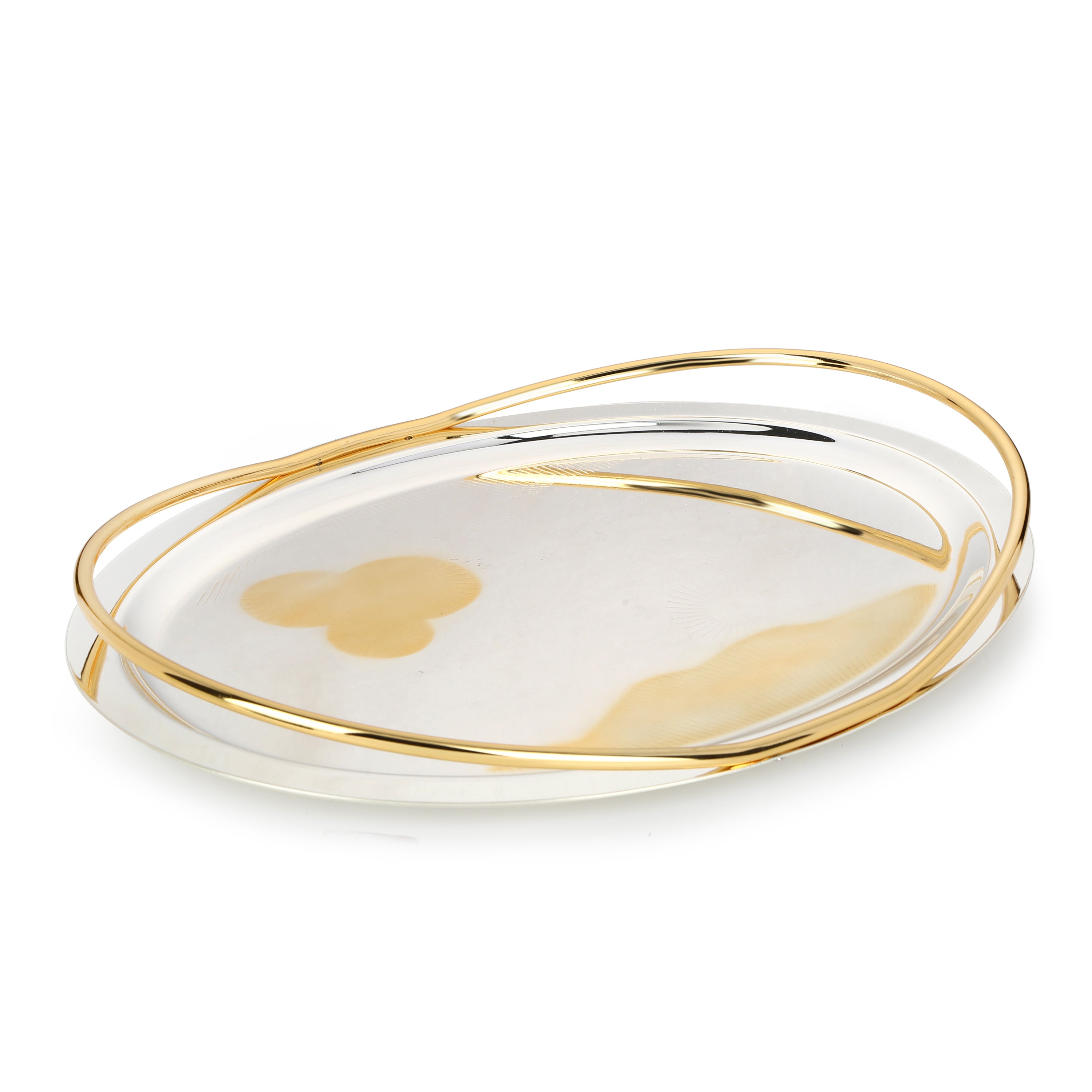 Intricate Design Oval Tray with Handle