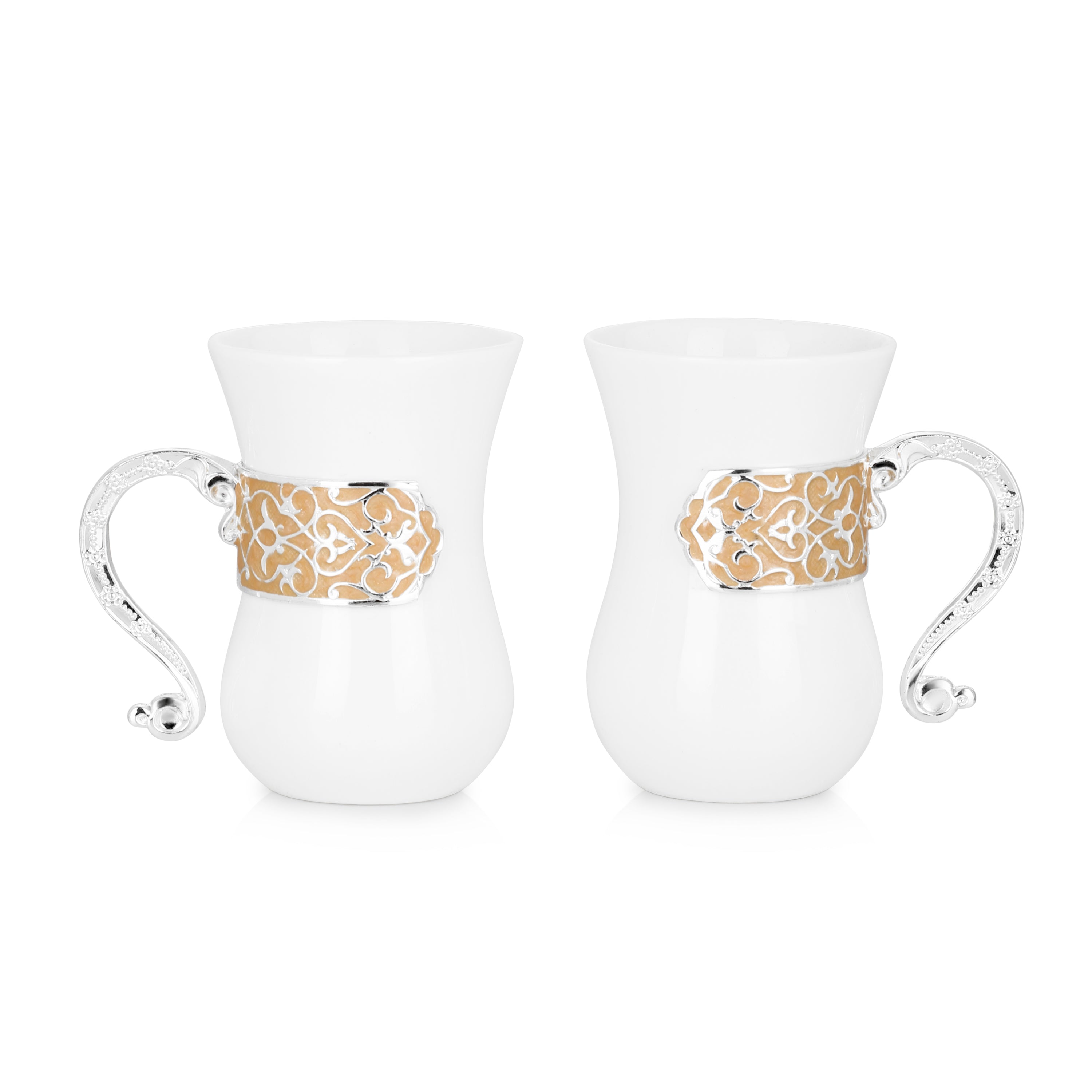 Set of 2 Mugs with Peach Holder