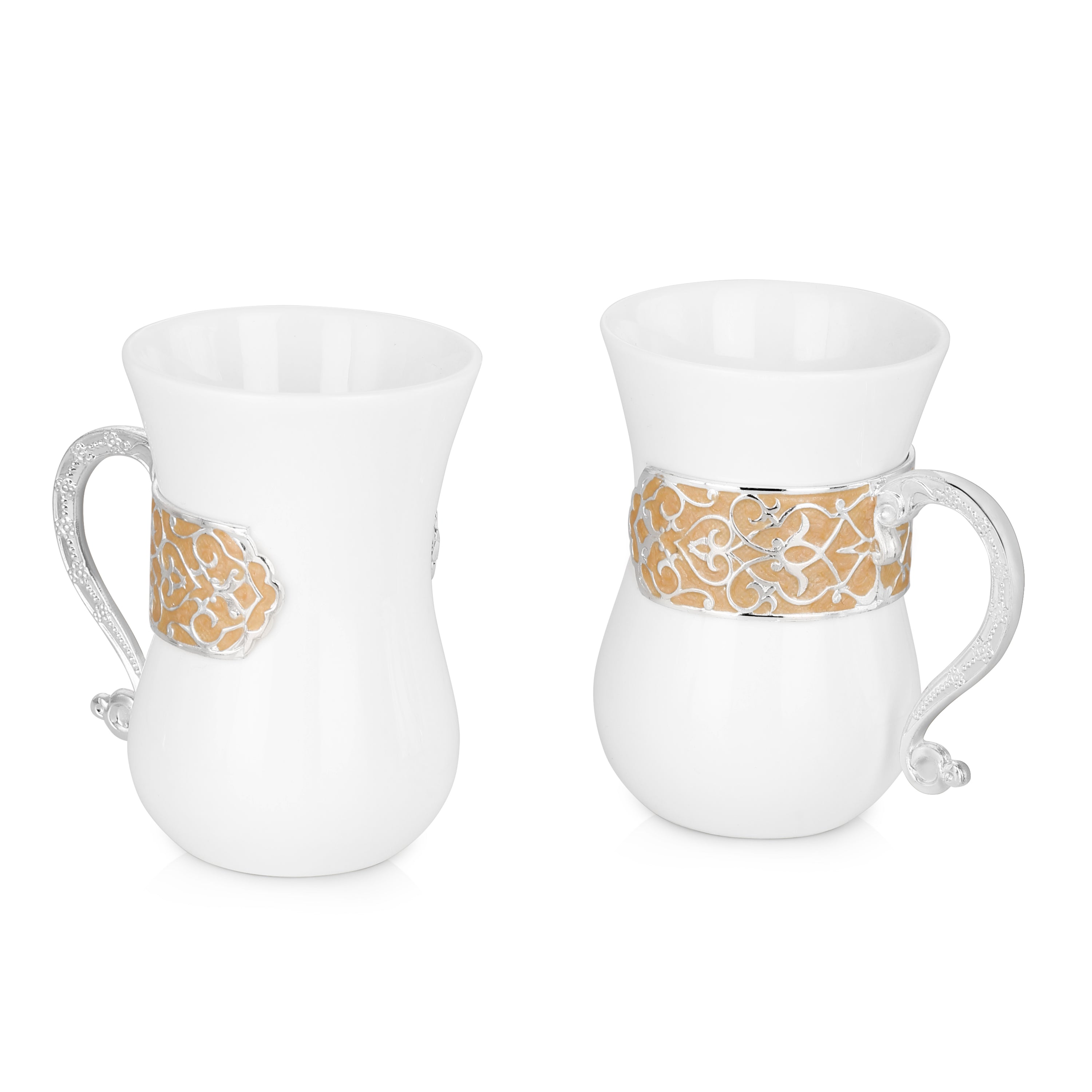 Set of 2 Mugs with Peach Holder