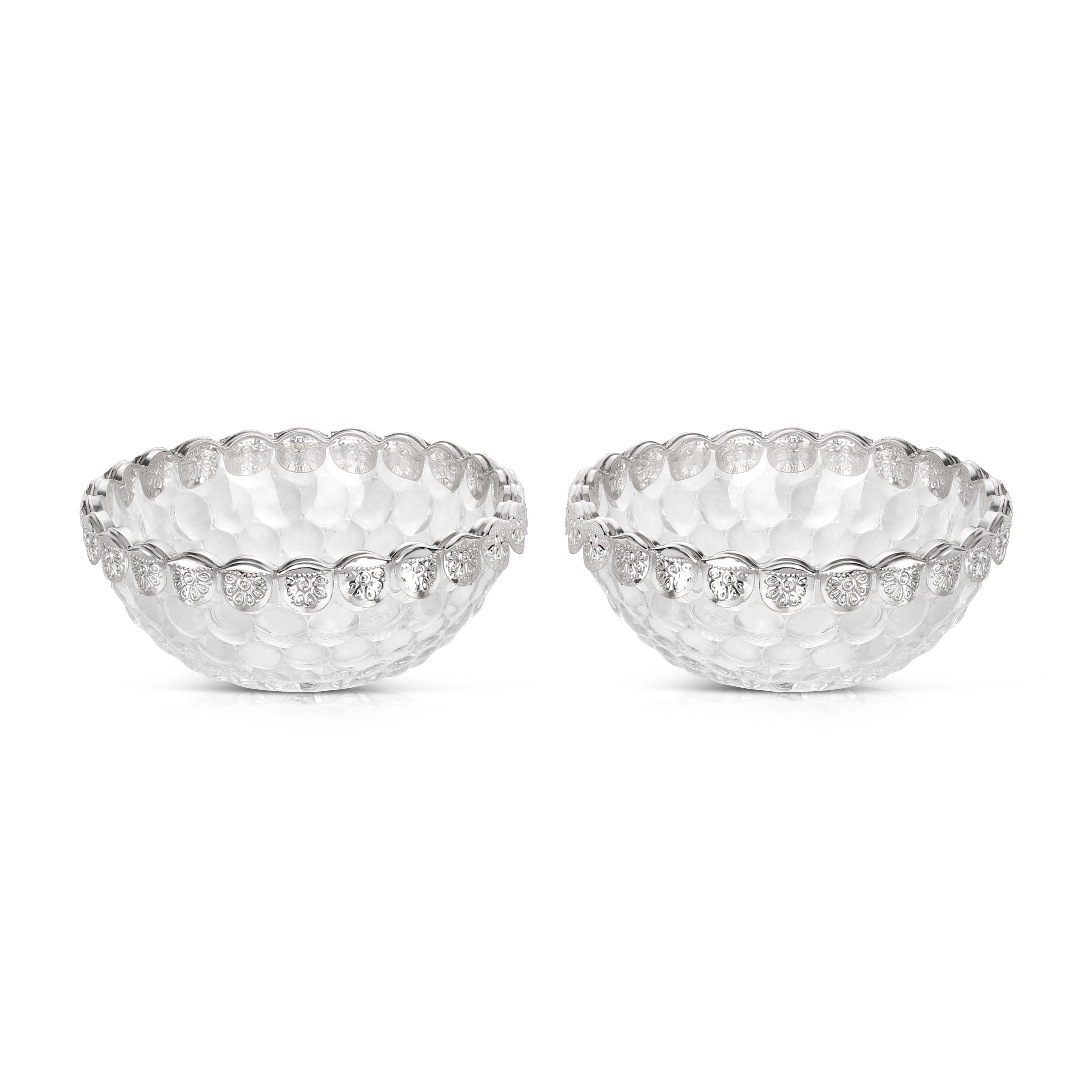 Crystal Bowl With Design Silver set of 2
