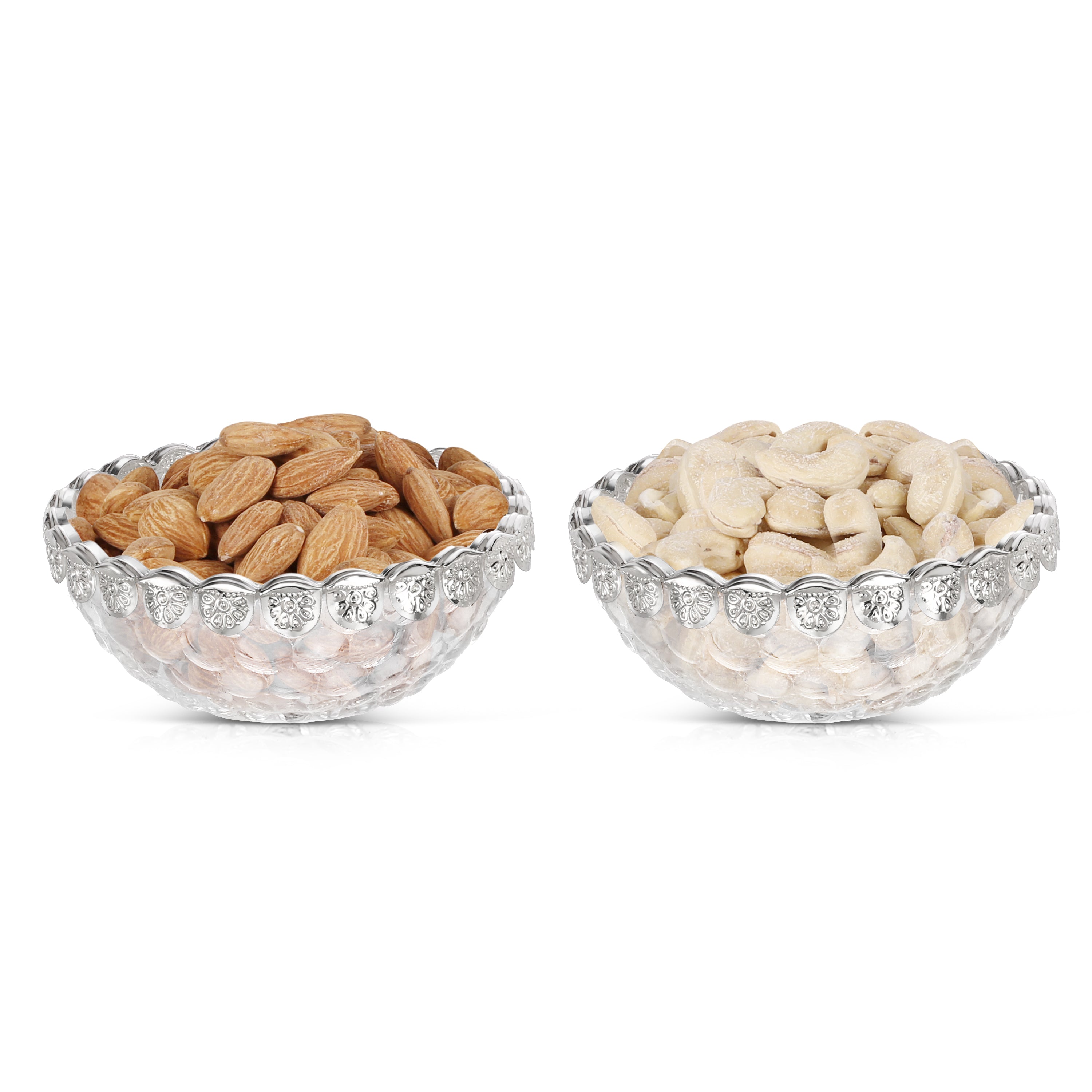 Crystal Bowl With Design Silver set of 2