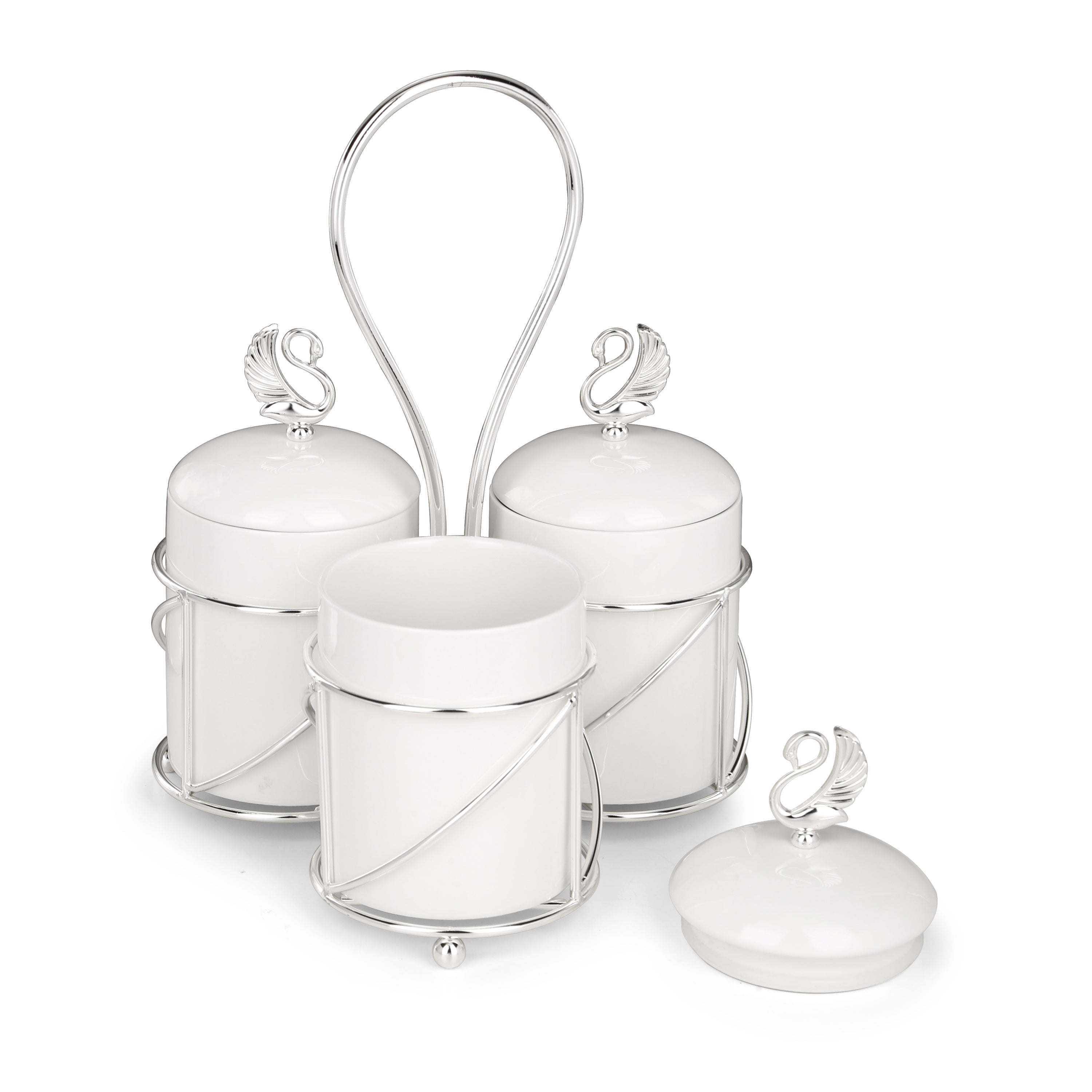 Ceramic Canisters 3 in 1 Silver