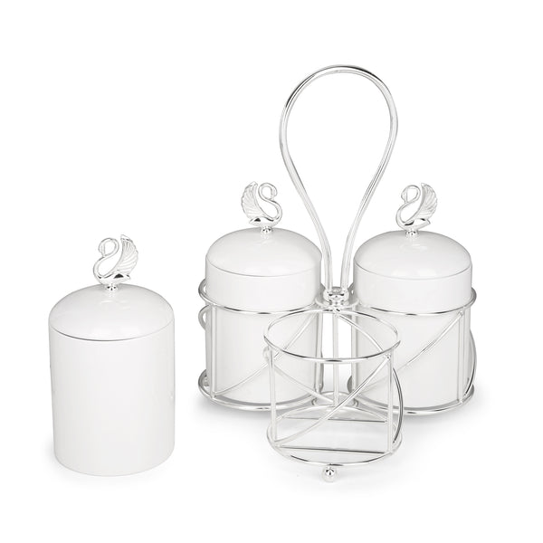 Ceramic Canisters 3 in 1 Silver