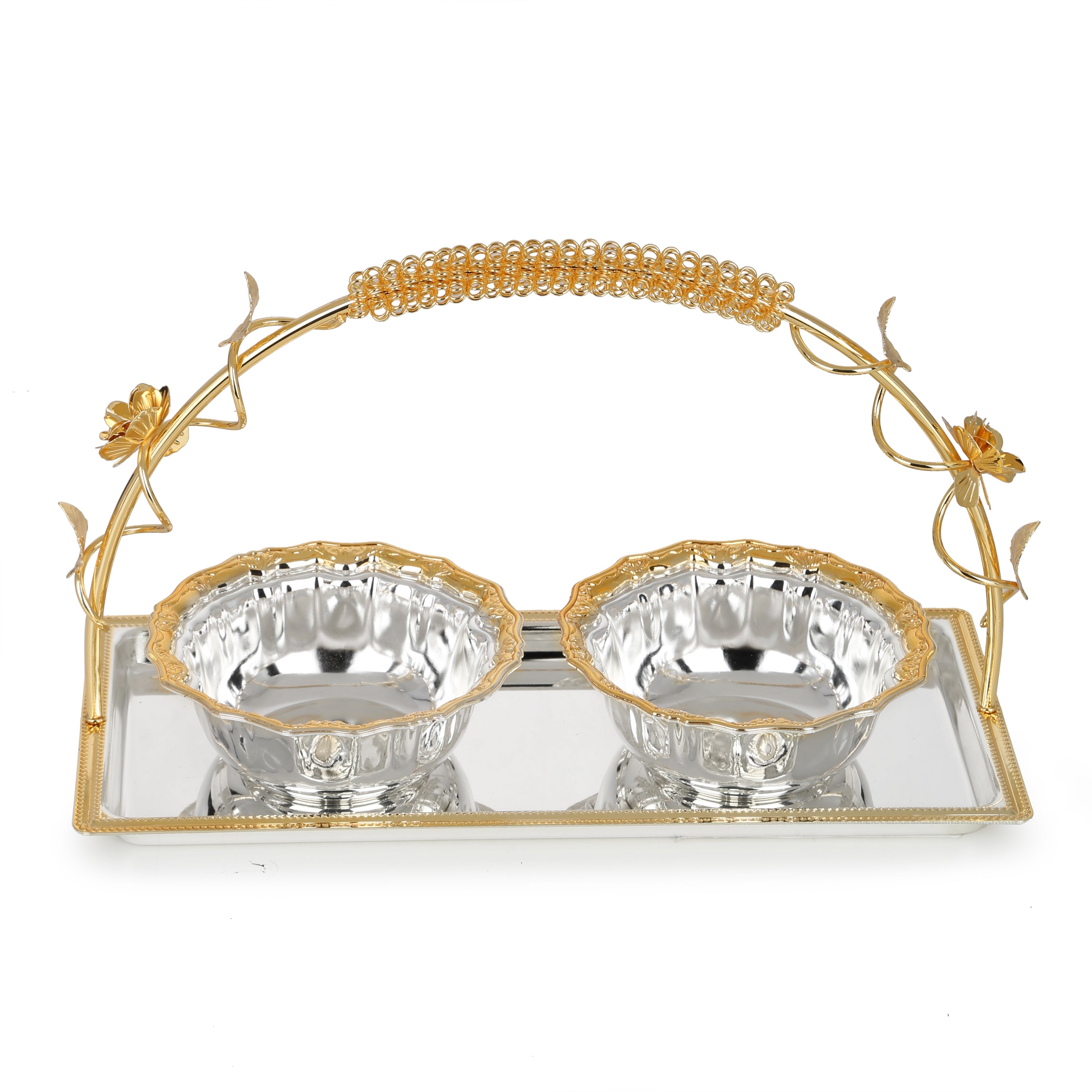 Flower Design Basket with 2 Bowls