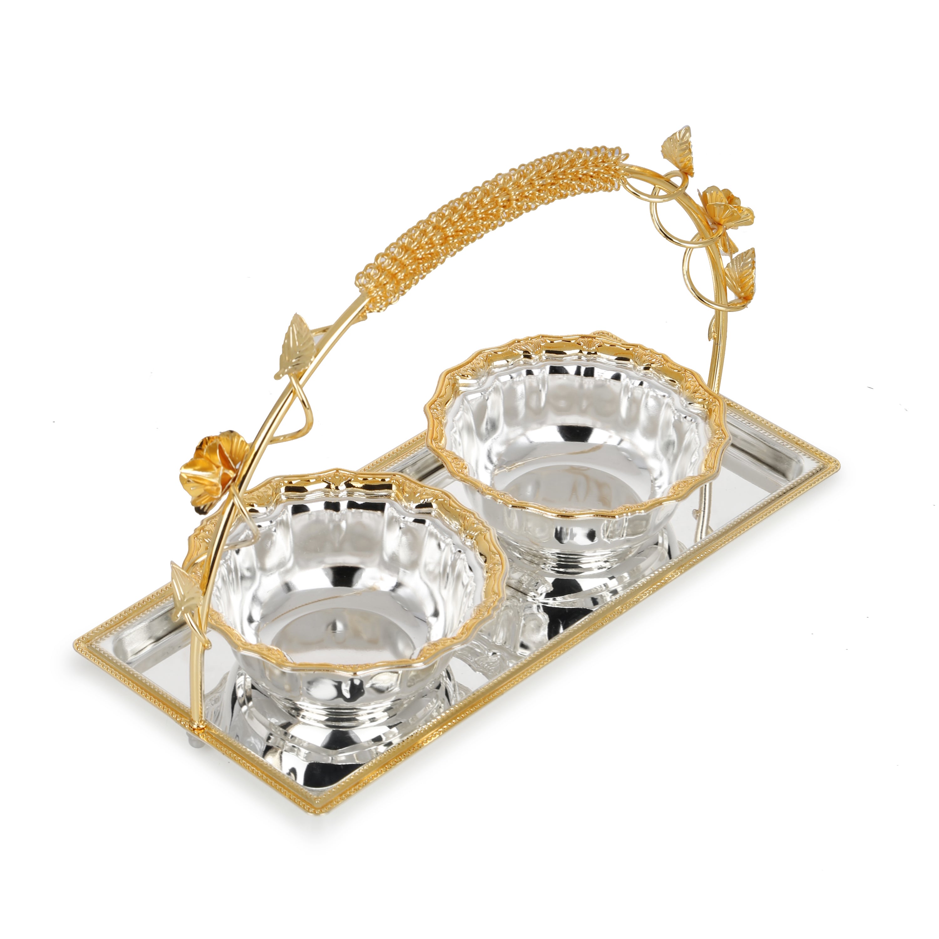 Flower Design Basket with 2 Bowls