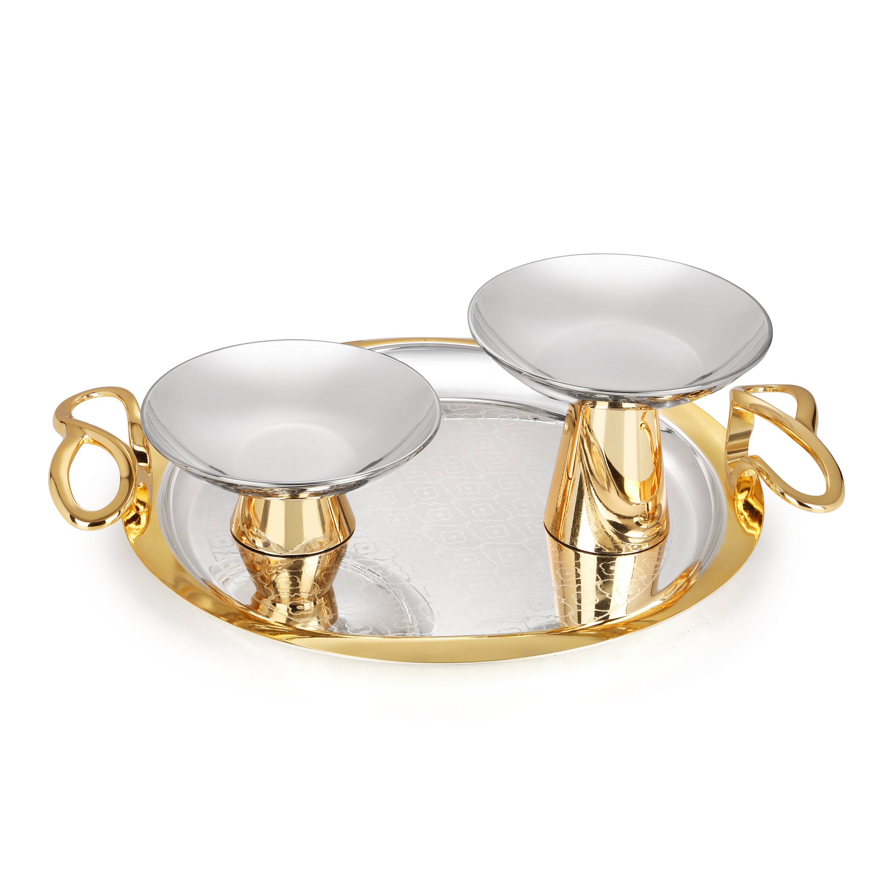 Self Design Round Tray Designer Handle with Big & Medium Server