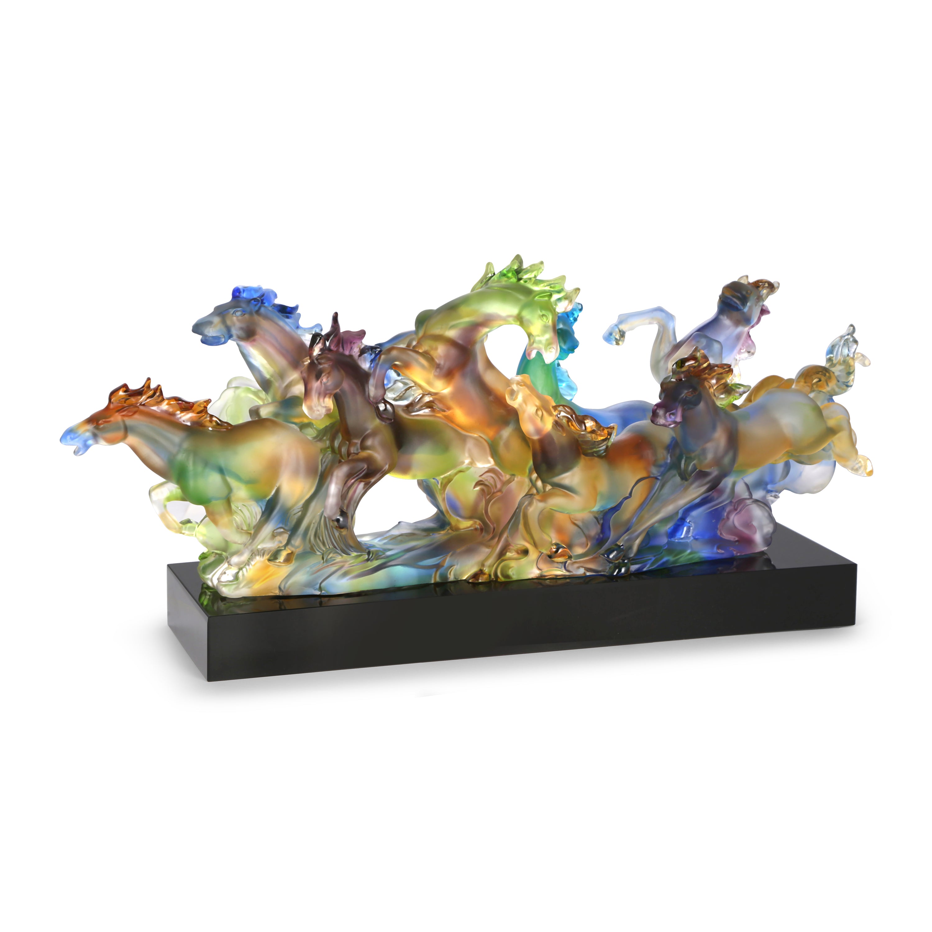 Hues in Motion Crystal Running Horses Sculpture