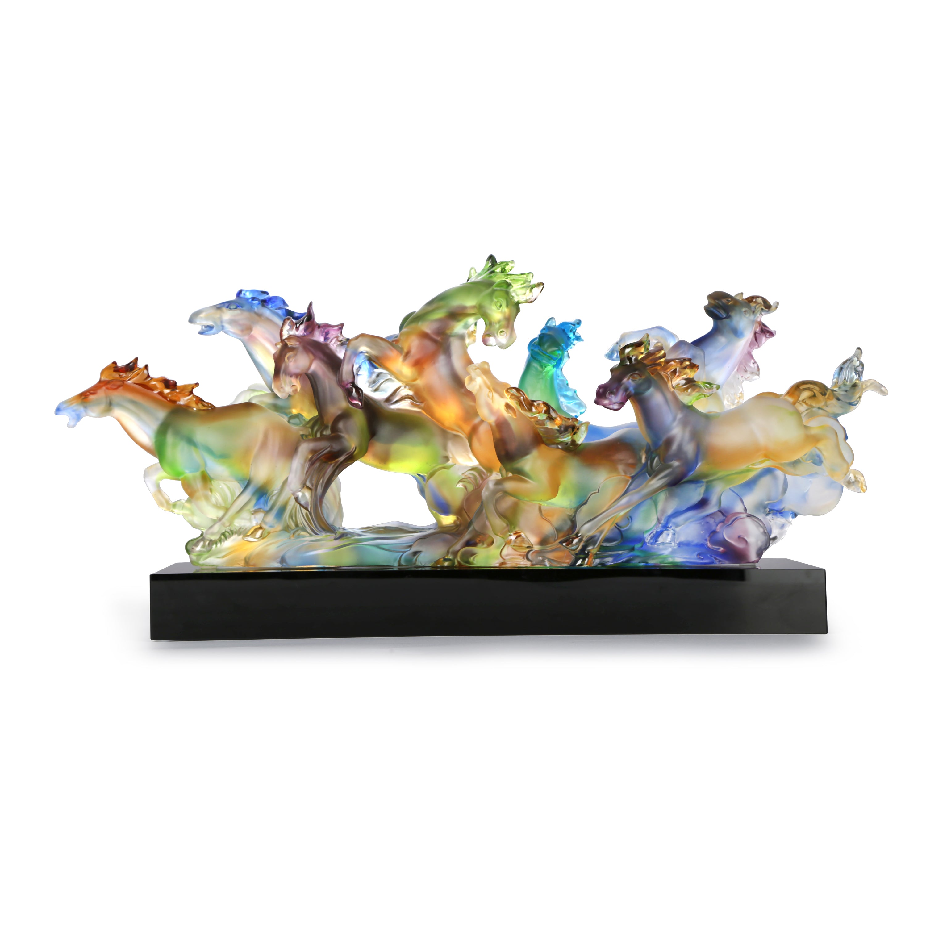 Hues in Motion Crystal Running Horses Sculpture