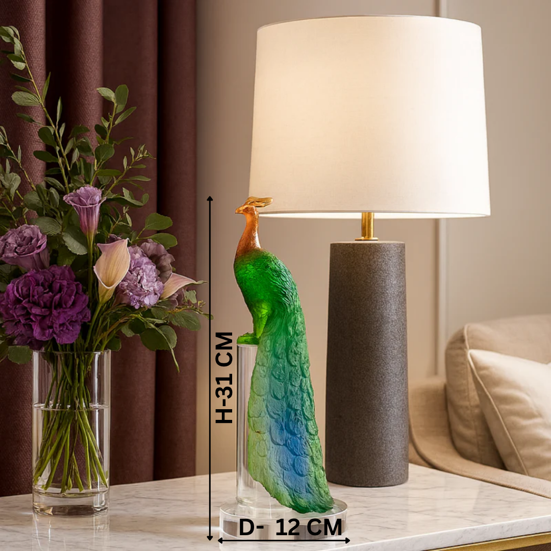 Sapphire Peacock Crystal Sculpture (H-31CM)