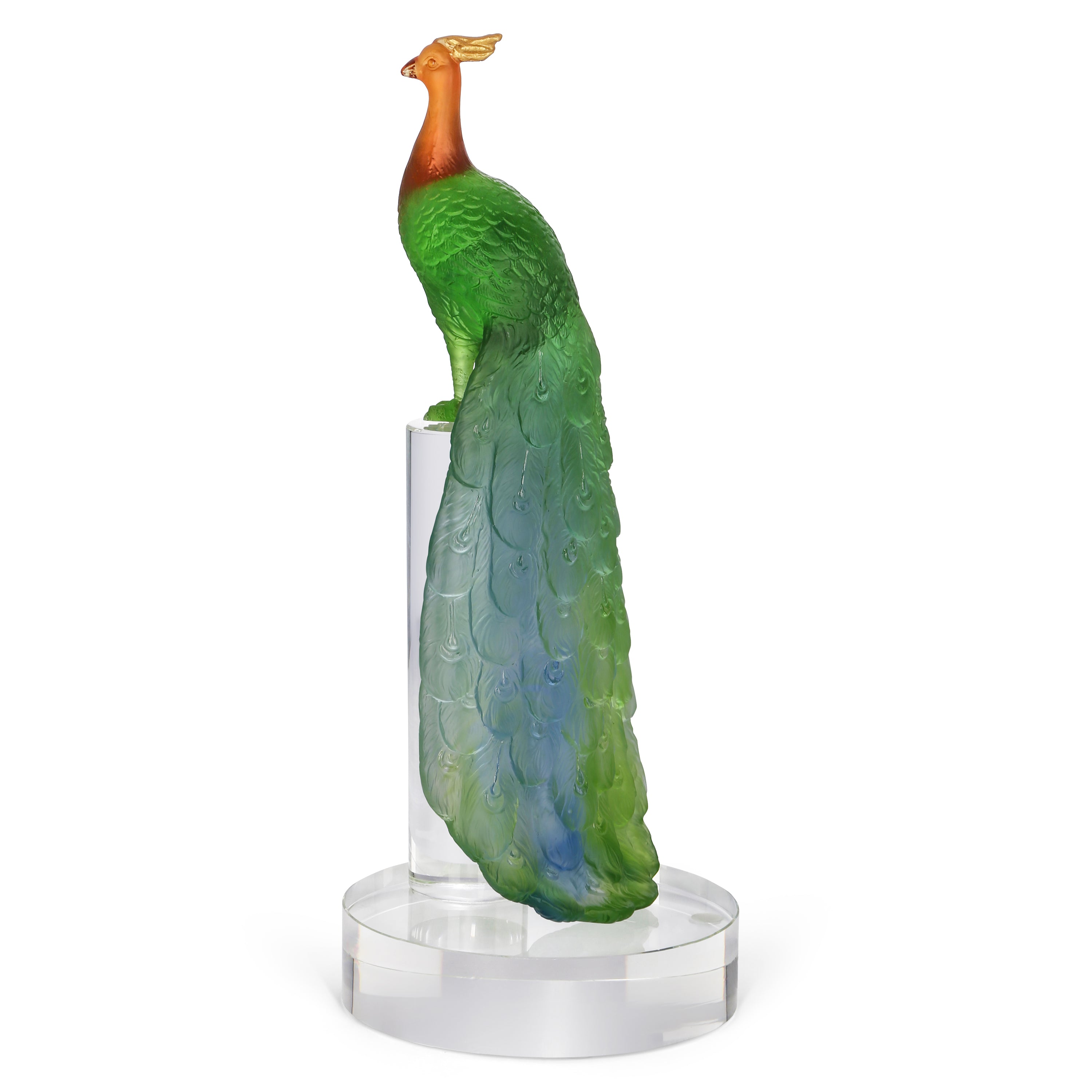 Sapphire Peacock Crystal Sculpture (H-31CM)