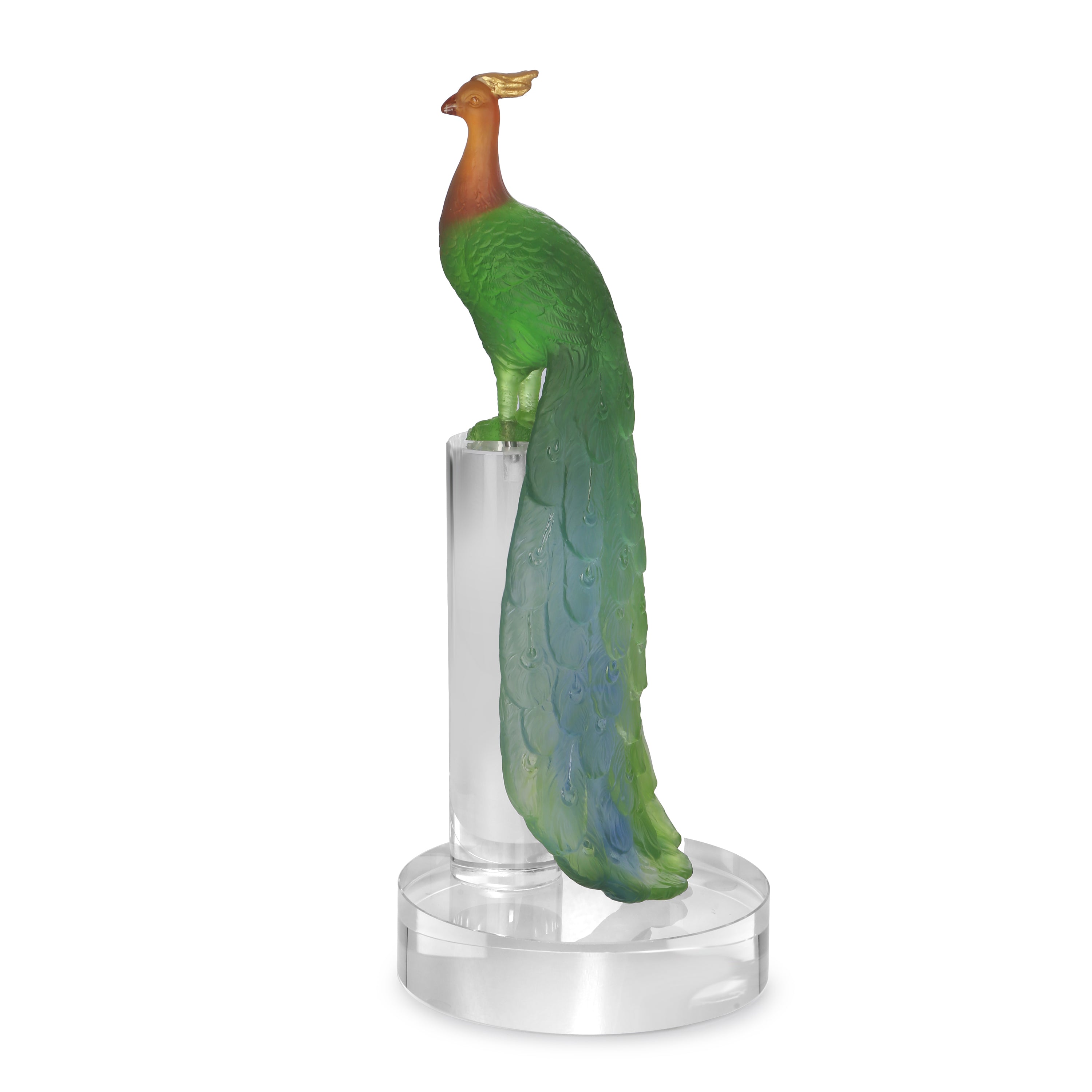 Sapphire Peacock Crystal Sculpture (H-31CM)