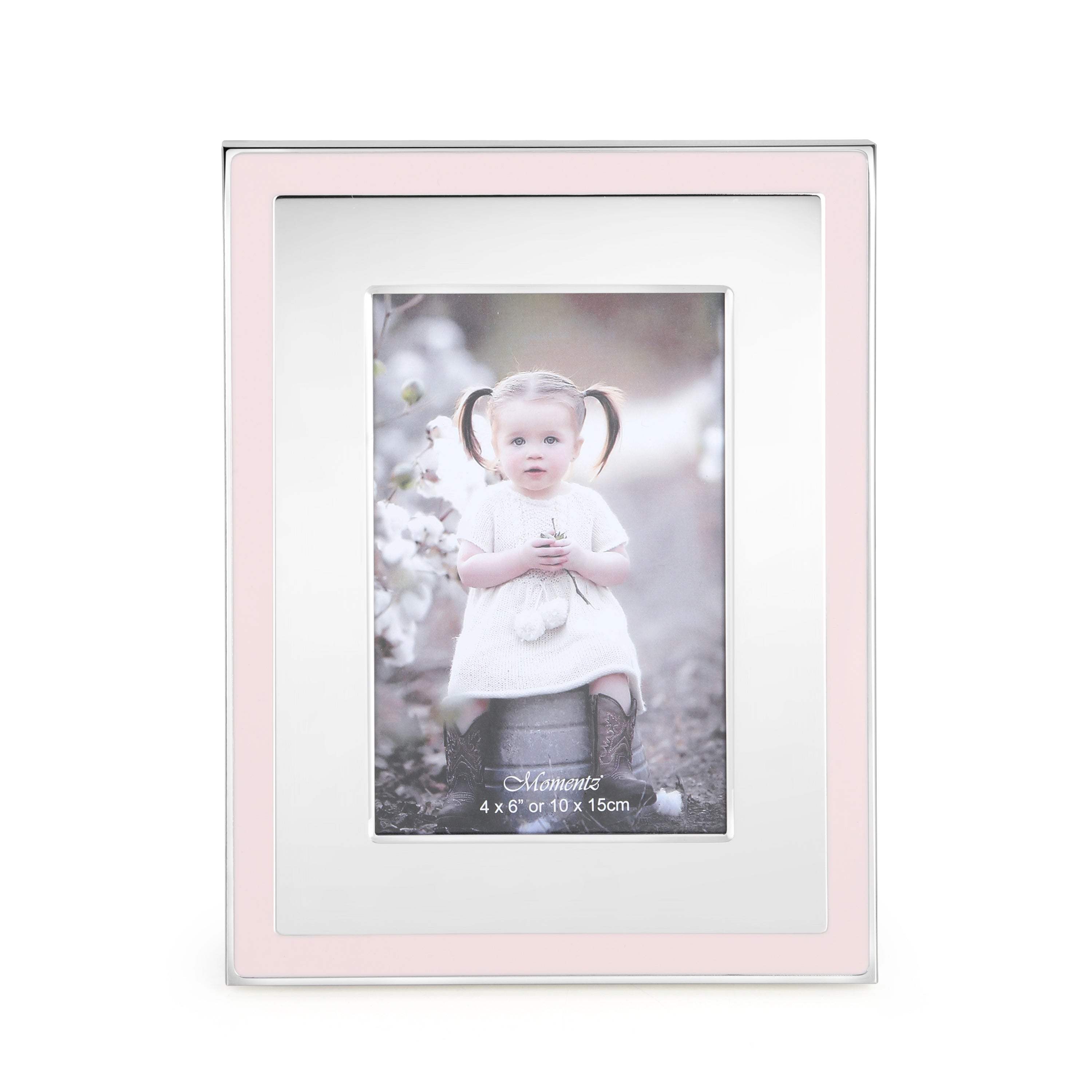Pink & Silver Baby Photo Frame – 4x6 Inches