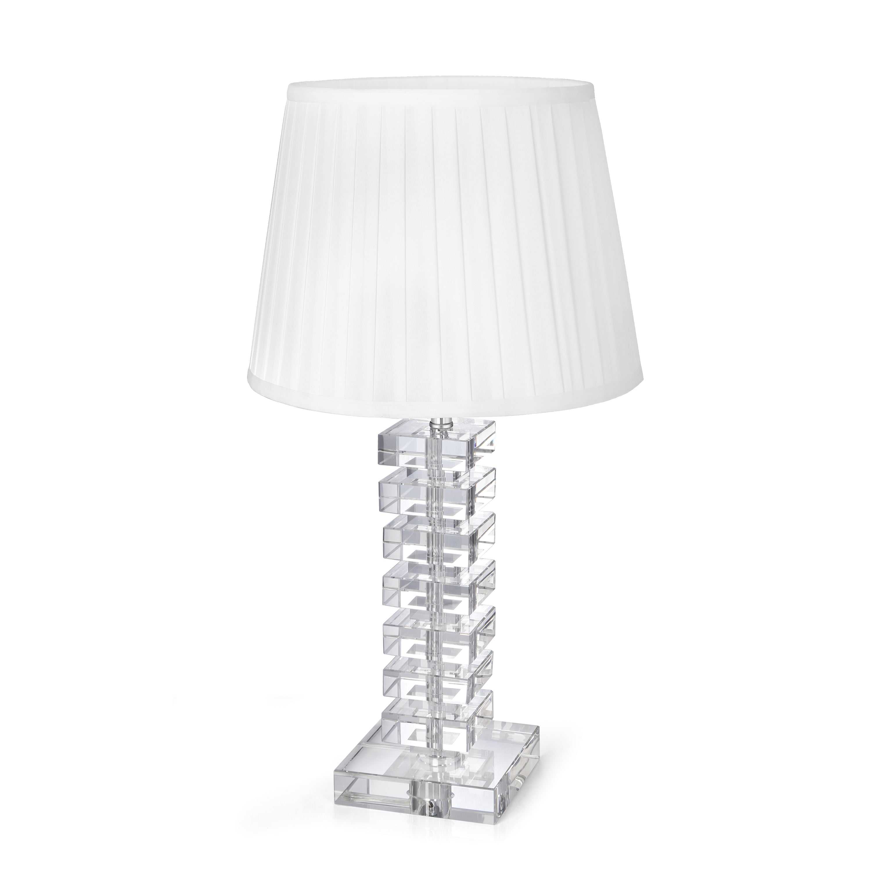 Celestial Crystal Lamp(Crystal Block Table Lamp with Pleated Shade)
