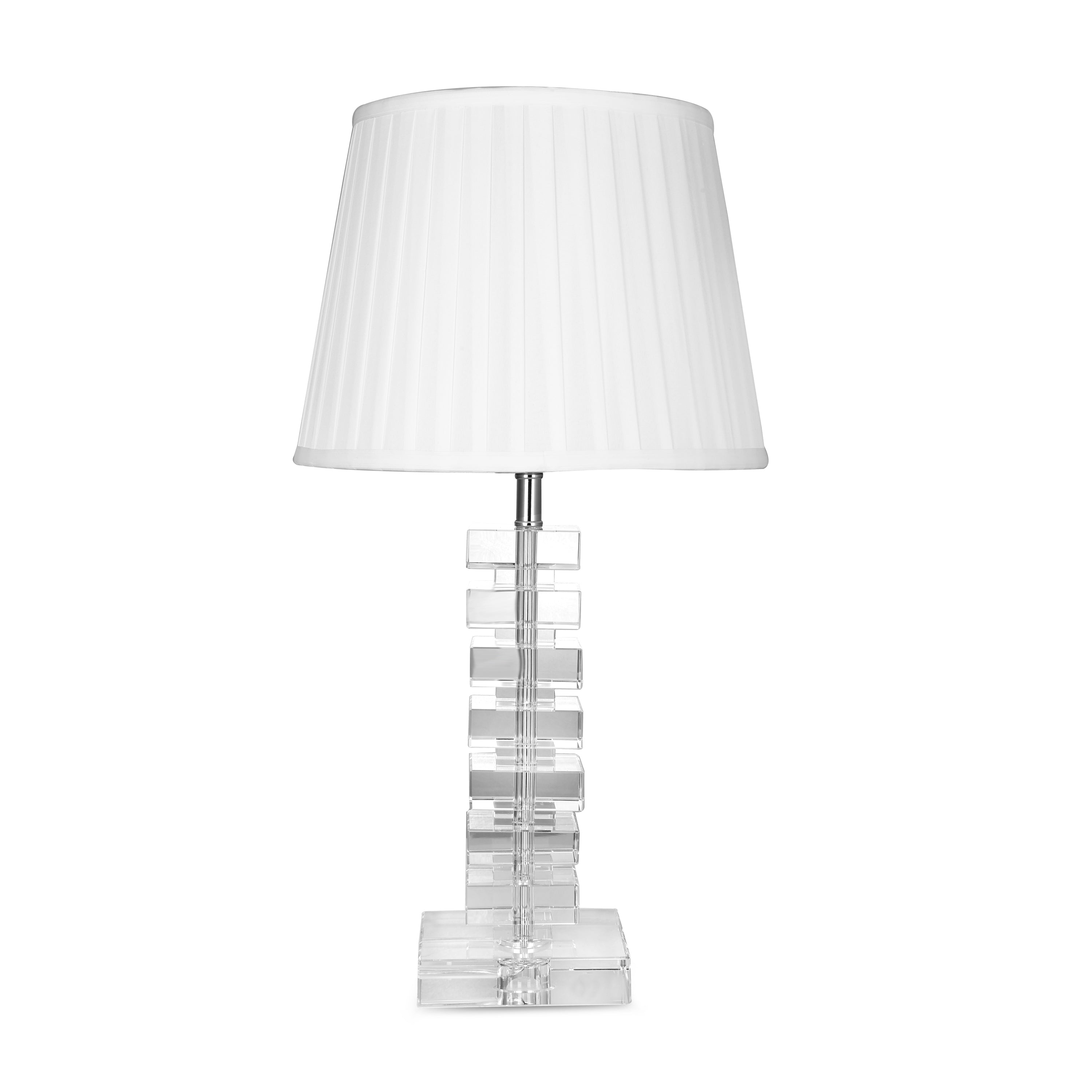 Celestial Crystal Lamp(Crystal Block Table Lamp with Pleated Shade)