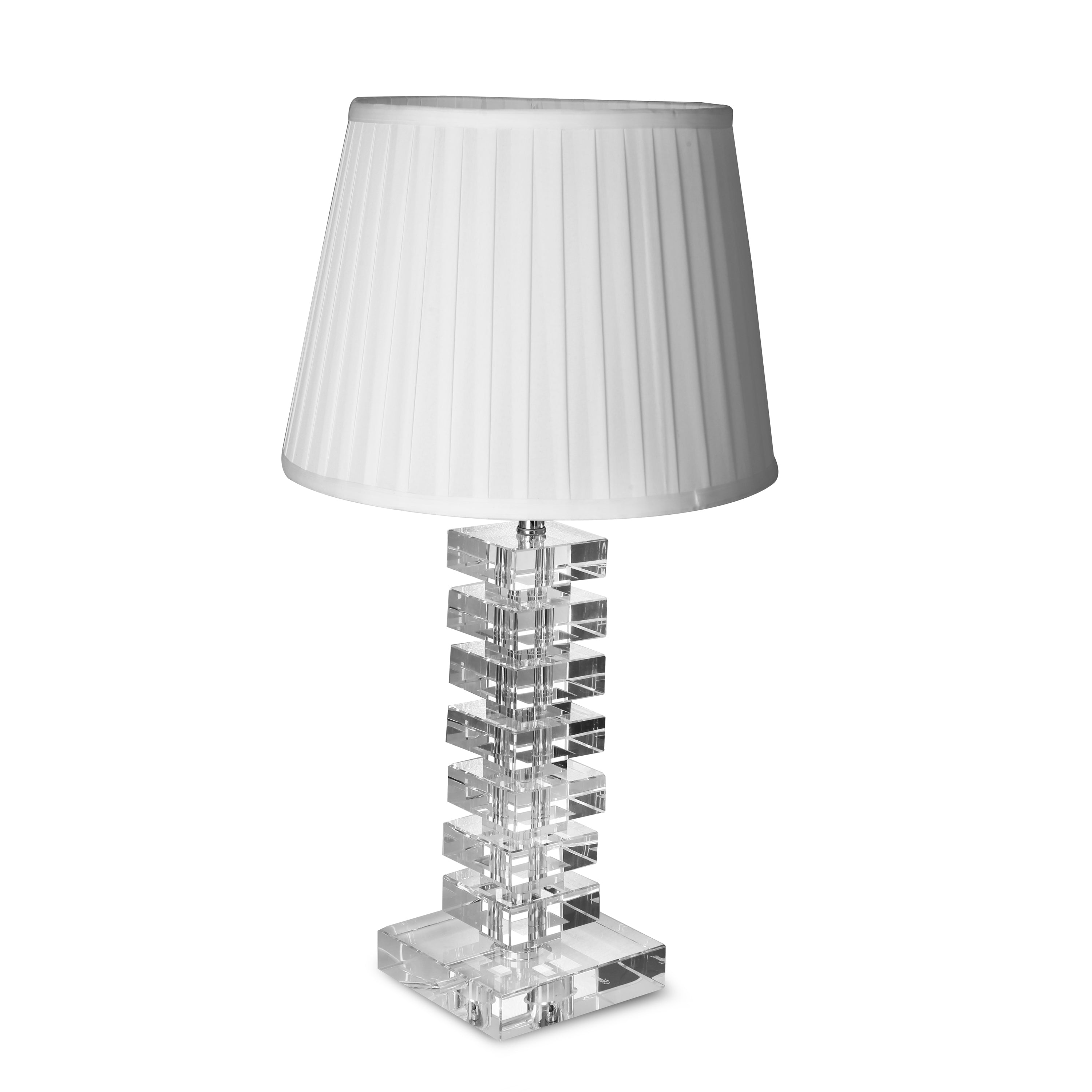 Celestial Crystal Lamp(Crystal Block Table Lamp with Pleated Shade)