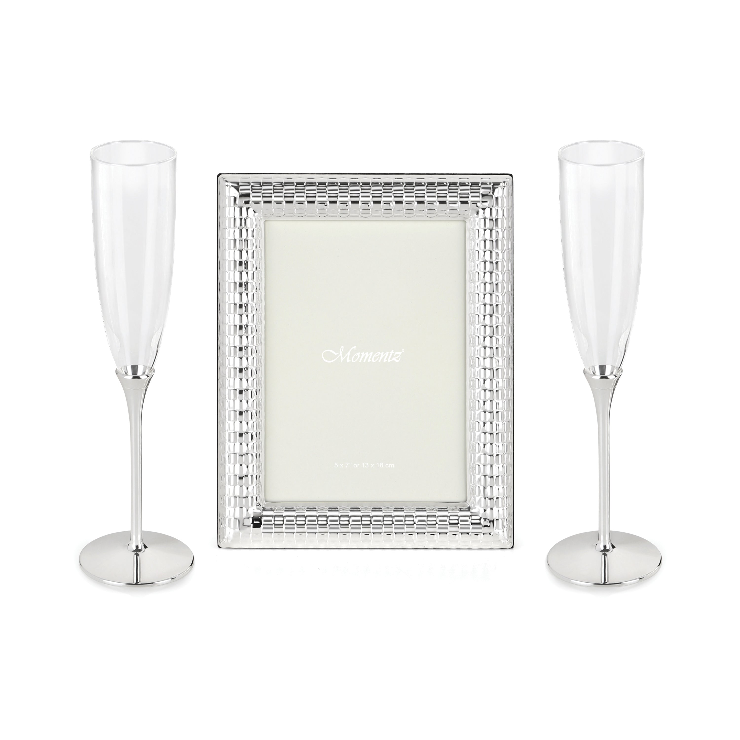 Set of 2 Champagne Flutes with small Jute Design  Frame