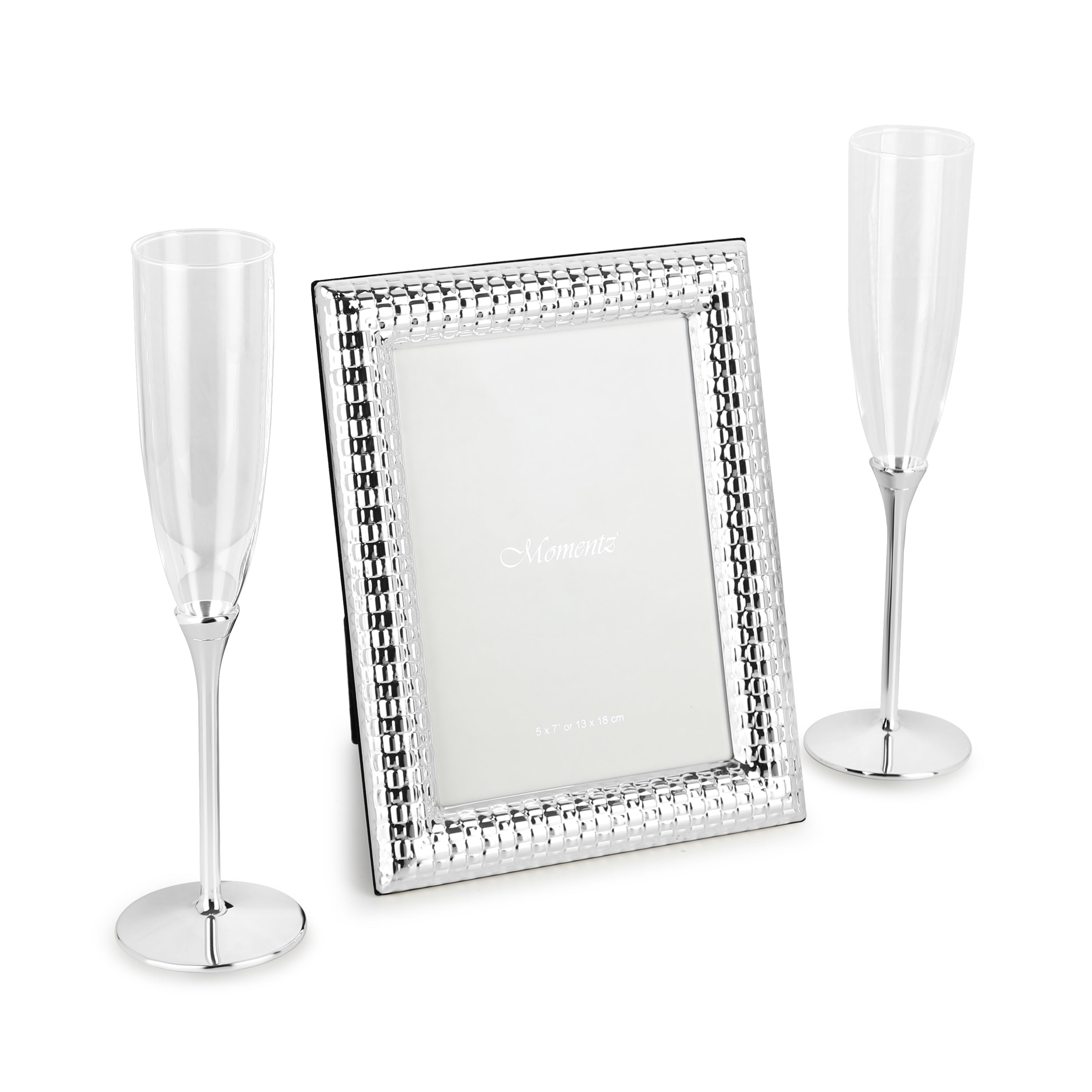 Set of 2 Champagne Flutes with small Jute Design Frame