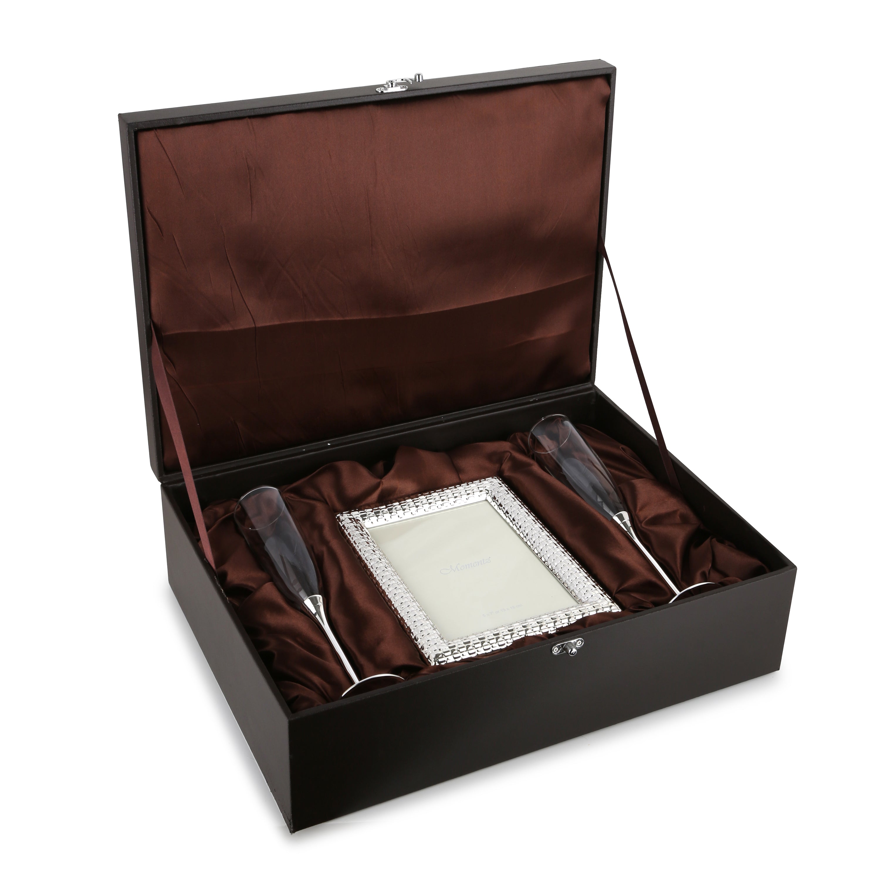 Set of 2 Champagne Flutes with small Jute Design Frame