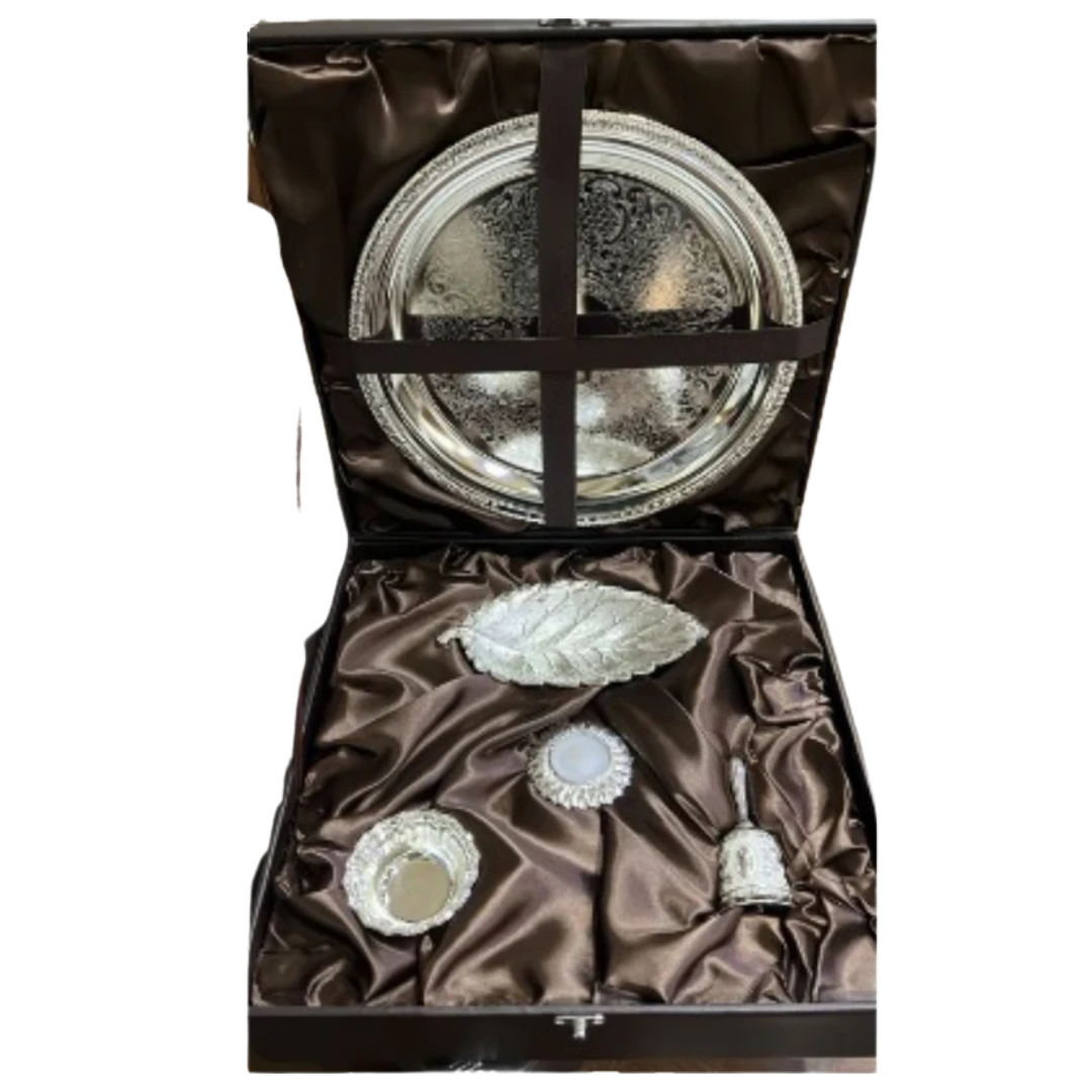 New Puja Thali with White Bell
