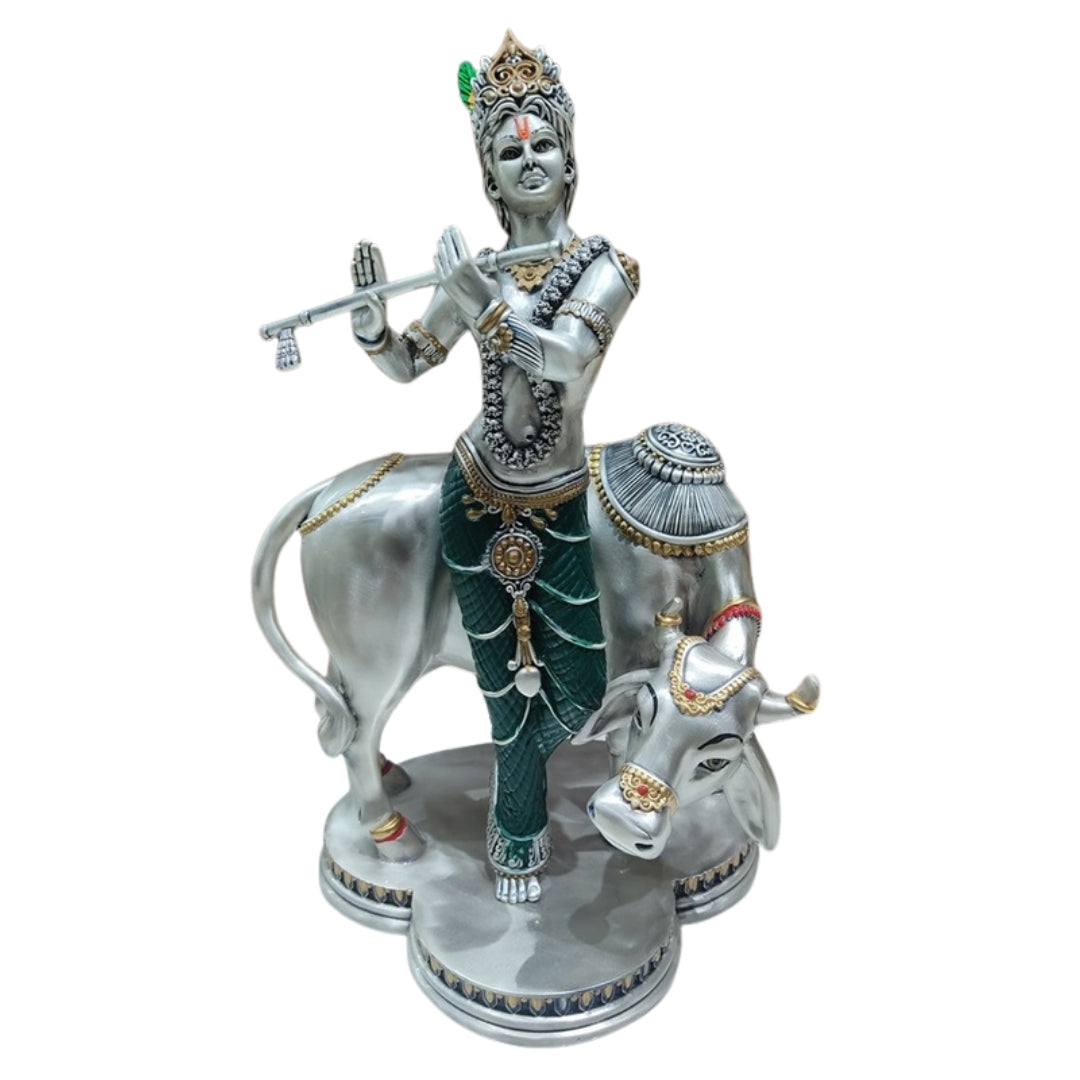 Standing Krishna with Cow Green (H-30 Cm)
