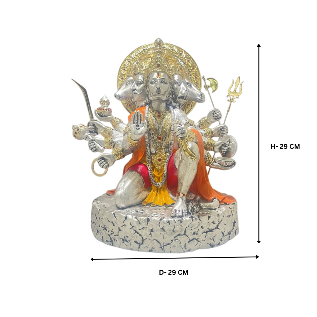 Divine Panchmukhi Hanuman Ji Silver Colored