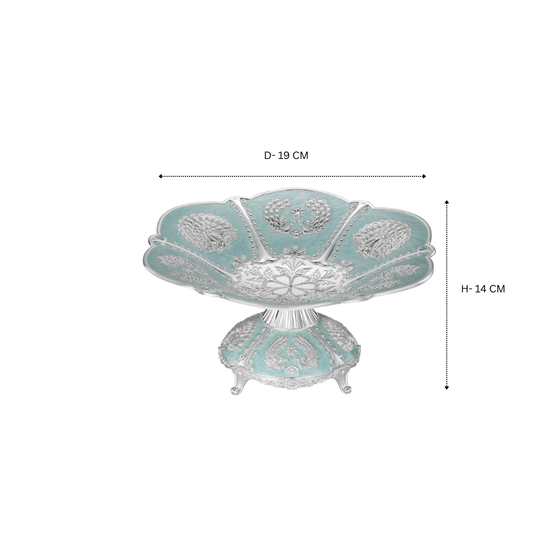Peacock Galvanic Platter Metal Sky Blue
