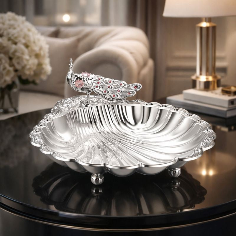 Sea Shell Platter with Peacock Pink Large