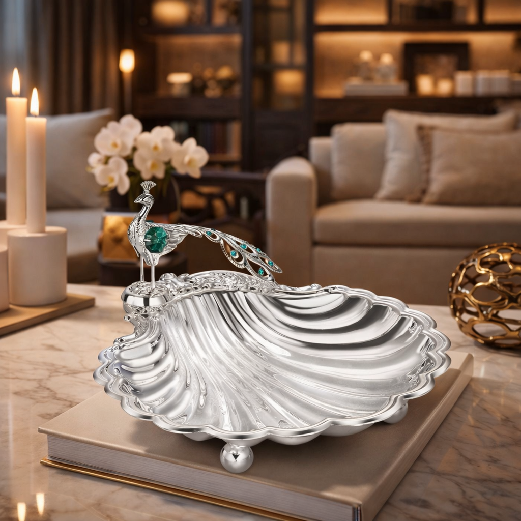 Sea Shell Platter with Peacock Green Small