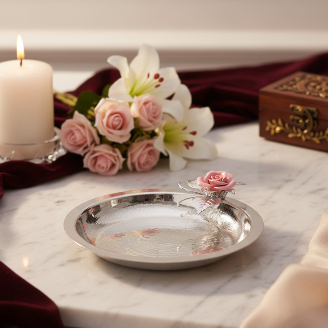 Flower Round Tray Pink