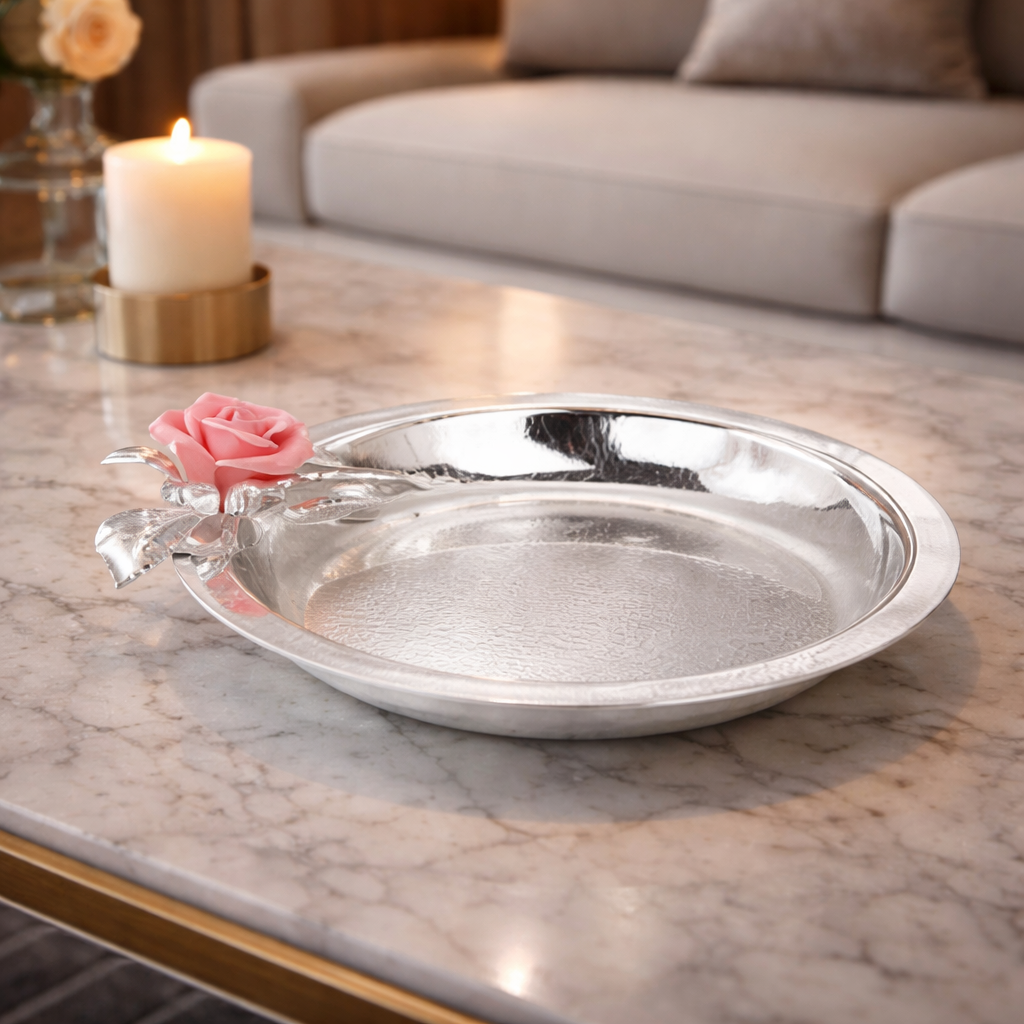 Flower Round Tray Pink