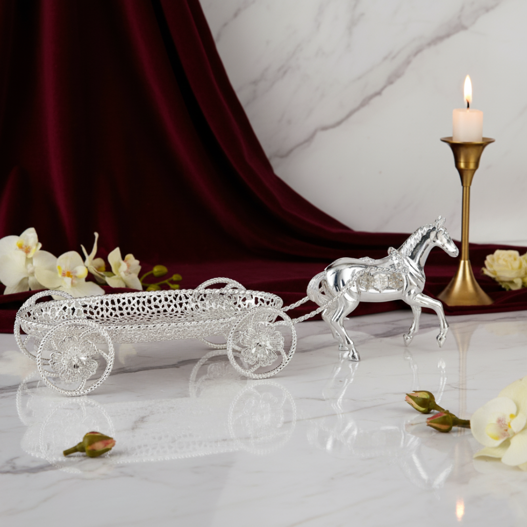 Rolling Serving Horse Silver
