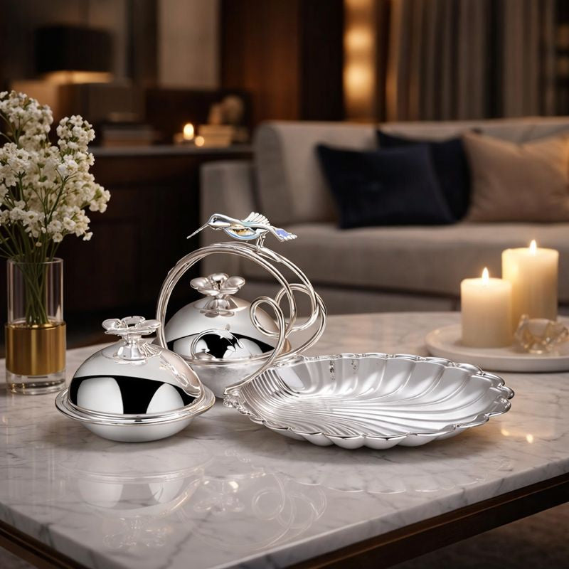 Sea Shell Platter With 2 Serving Bowl