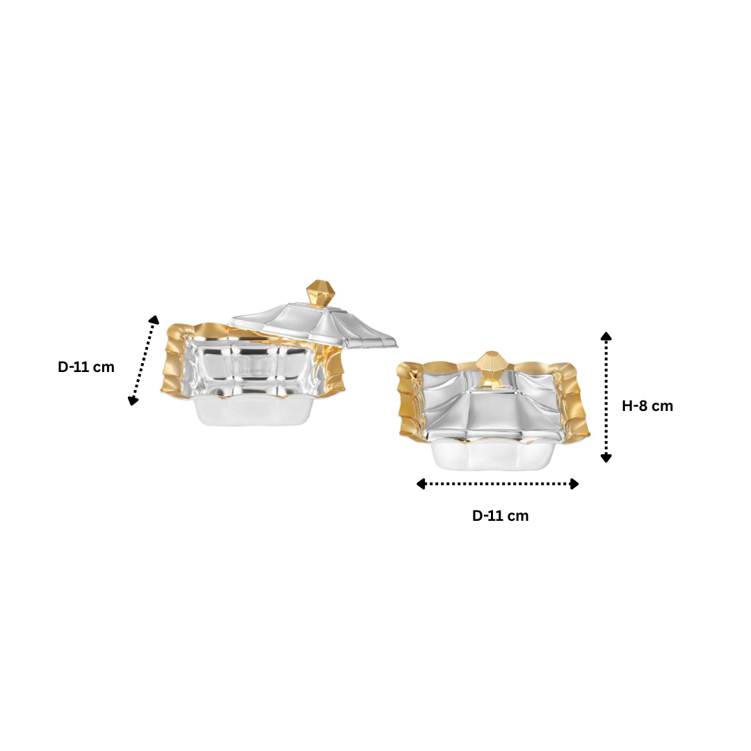 Wavy Design Bowl With Lid Dual Tone Small