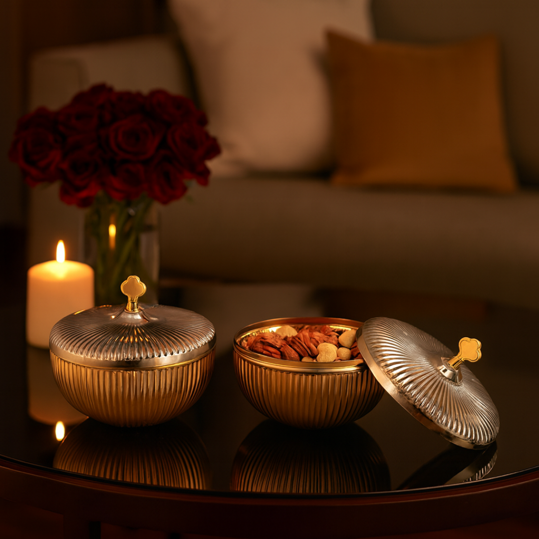 Fluted Round Design Bowl Dual Tone Medium