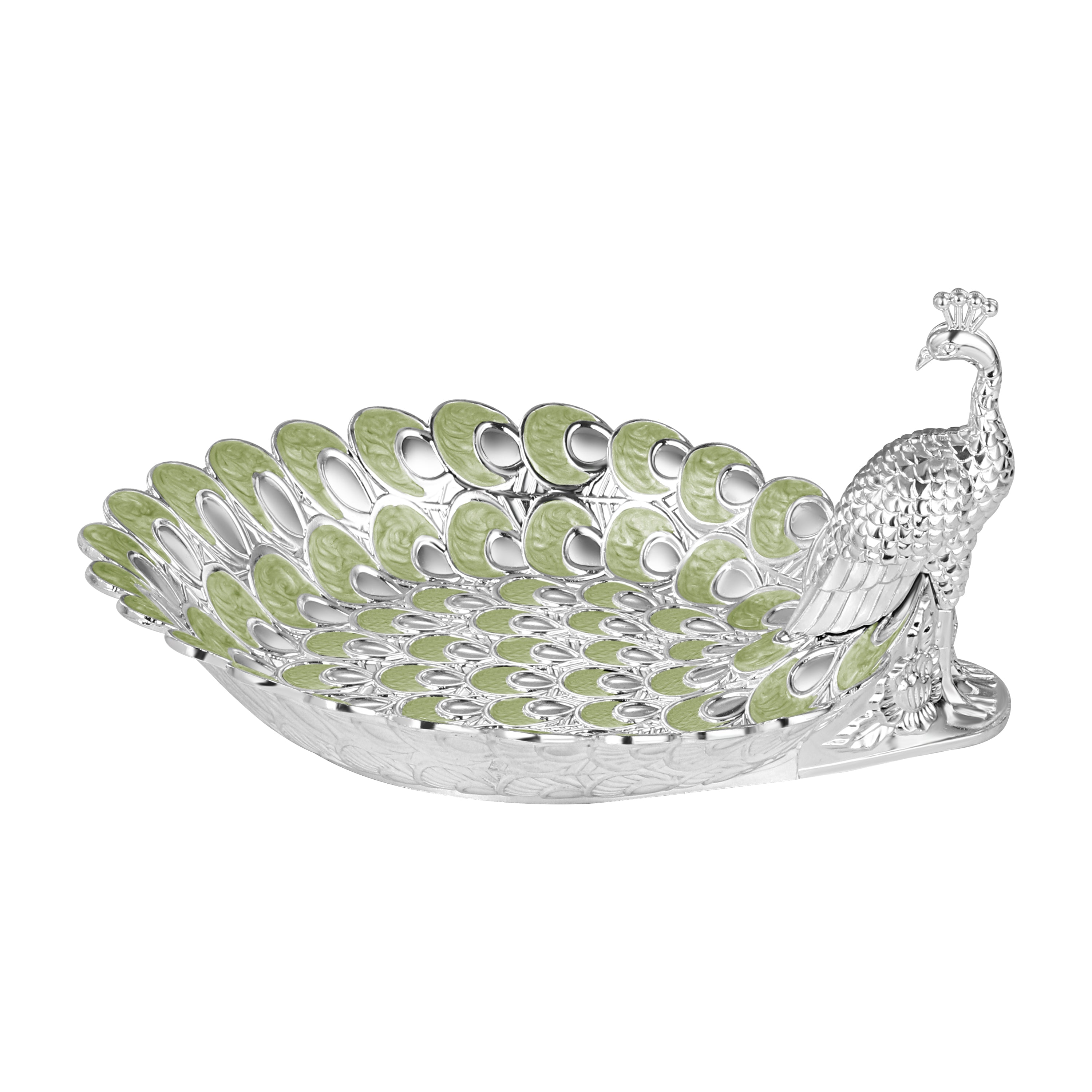 Platter with Peacock full Paste Green