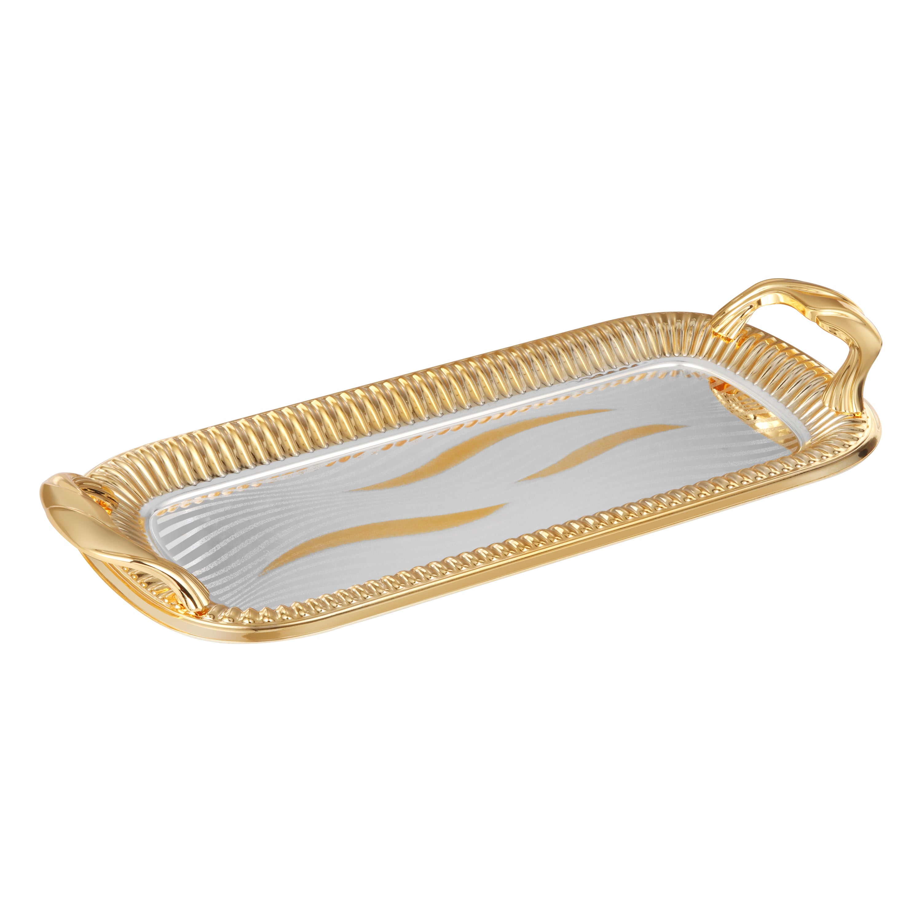 Rectangle Edgy Strip Design Handle Tray