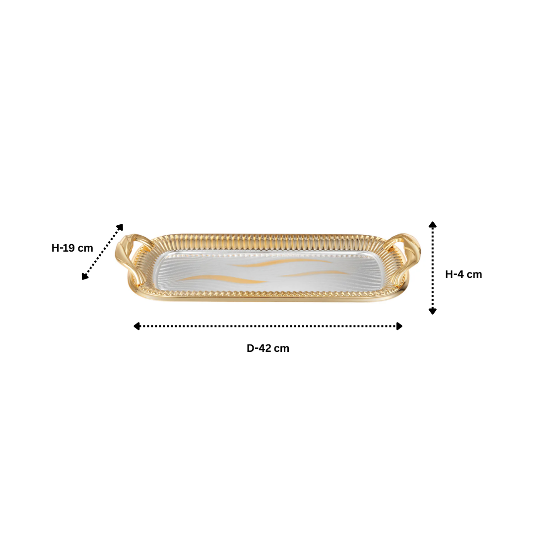 Rectangle Edgy Strip Design Handle Tray