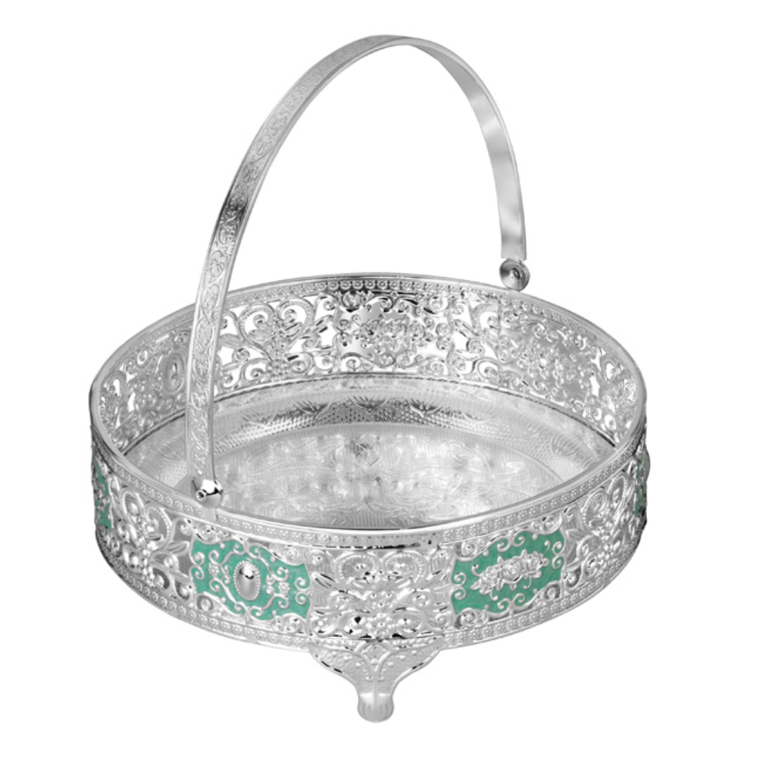Cutwork Round Tray With Hanging Handle