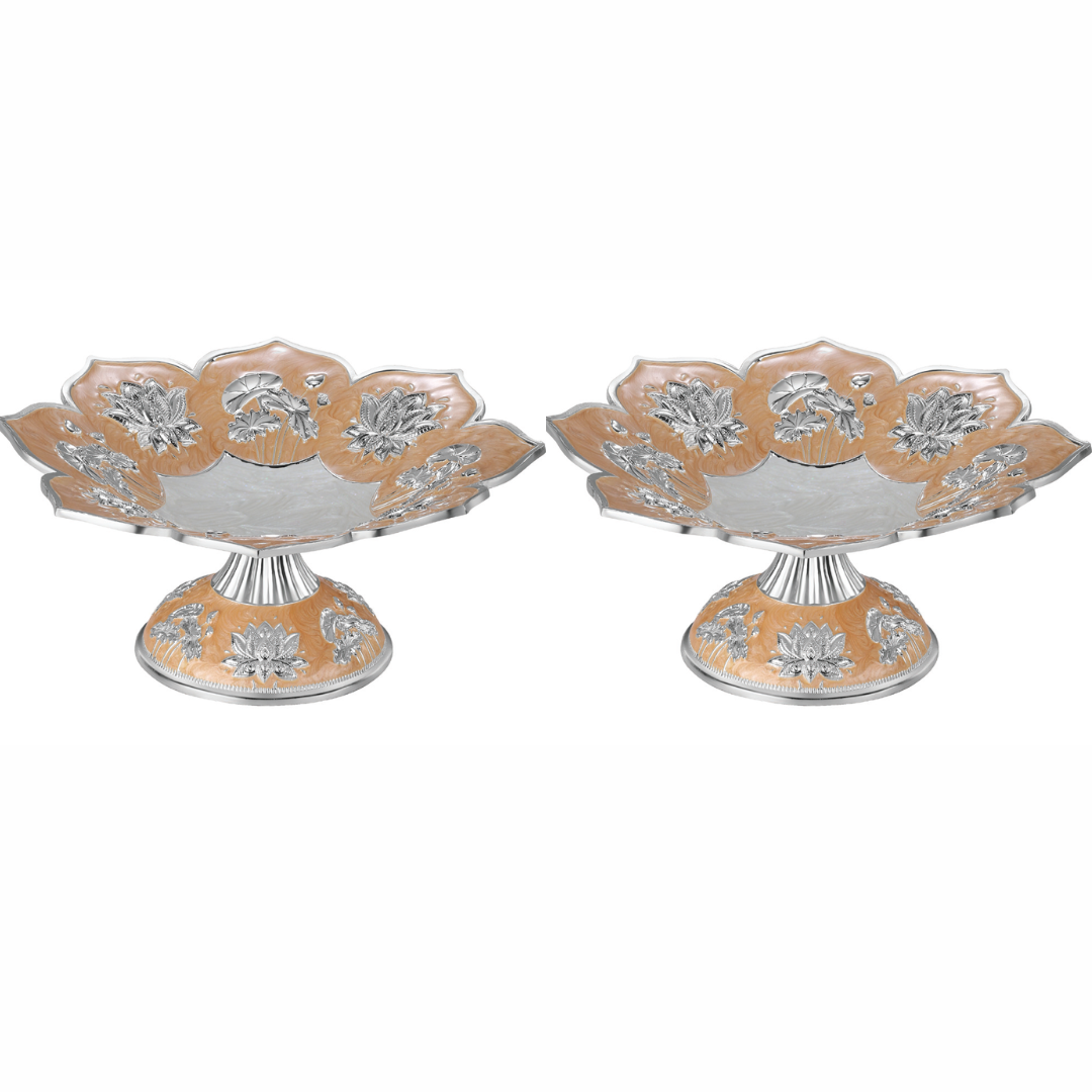 Set Of 2 Lotus Galvanic Plattter Peach
