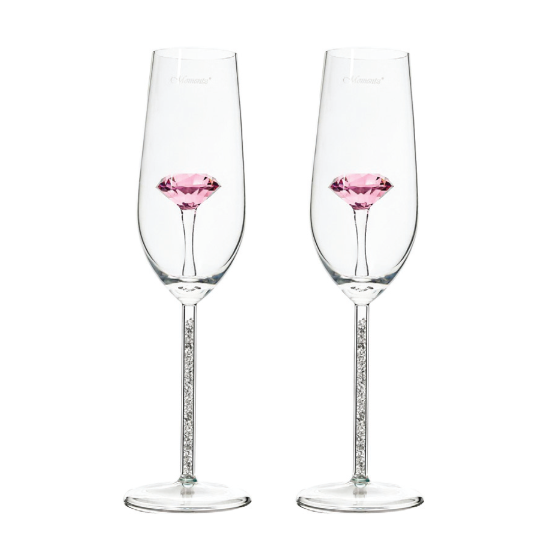 Champange Glass With Diamond Stem Set of 2