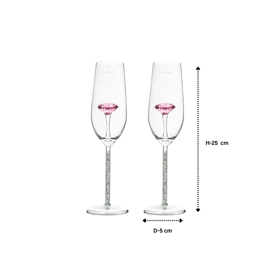 Champange Glass With Diamond Stem Set of 2