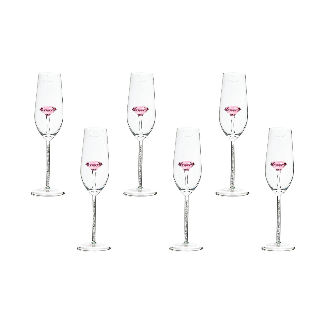 Champange Glass With Diamond Stem Set of 6