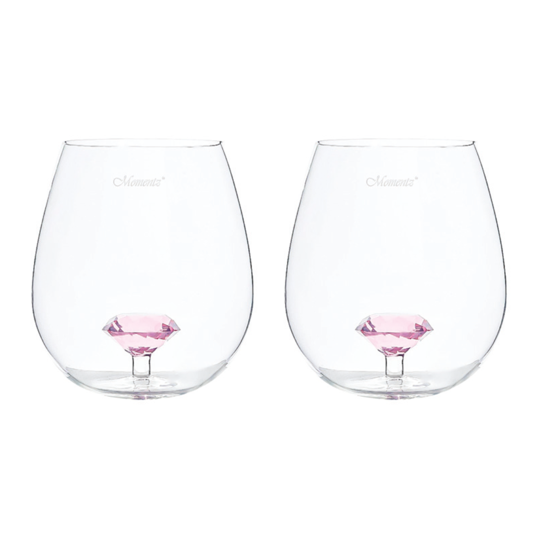 Tumbler Glasses with Diamond Stem Set of 2
