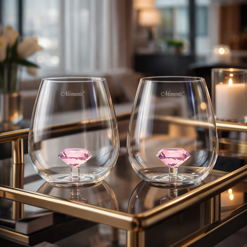 Tumbler Glasses with Diamond Stem Set of 2