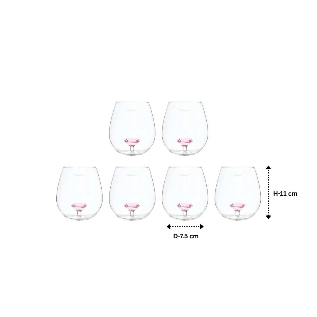 Tumbler Glasses with Diamond Stem Set of 6