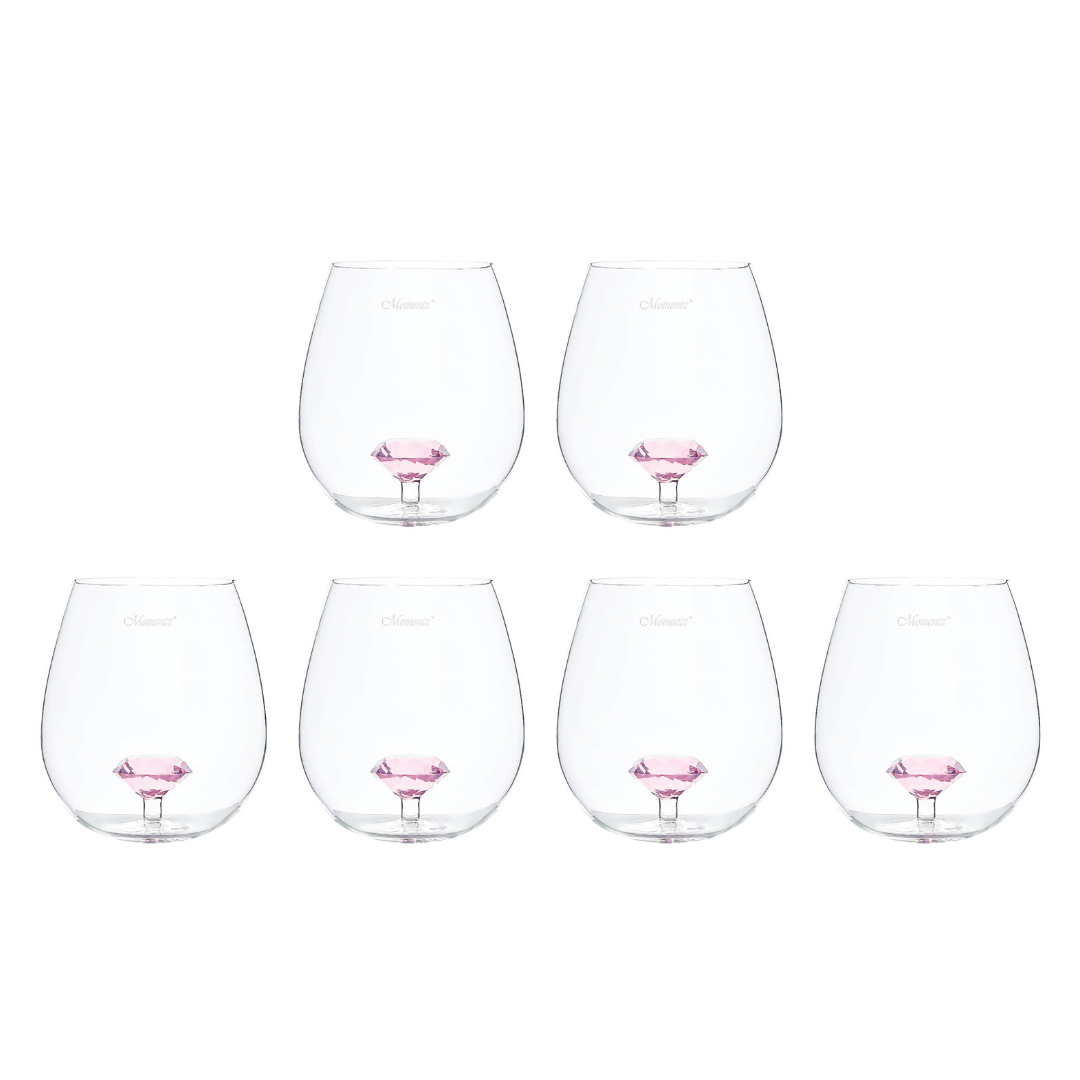 Tumbler Glasses with Diamond Stem Set of 6