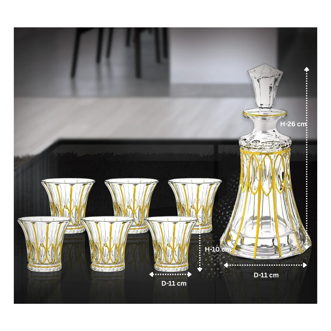 Cairo Design Set of 6 Glasses with Decanter