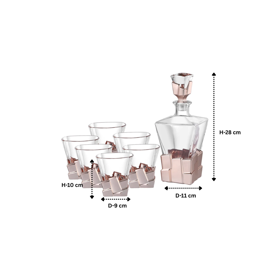 Dof Glass Rose Gold (Set of 6 Glasses + Decanter)