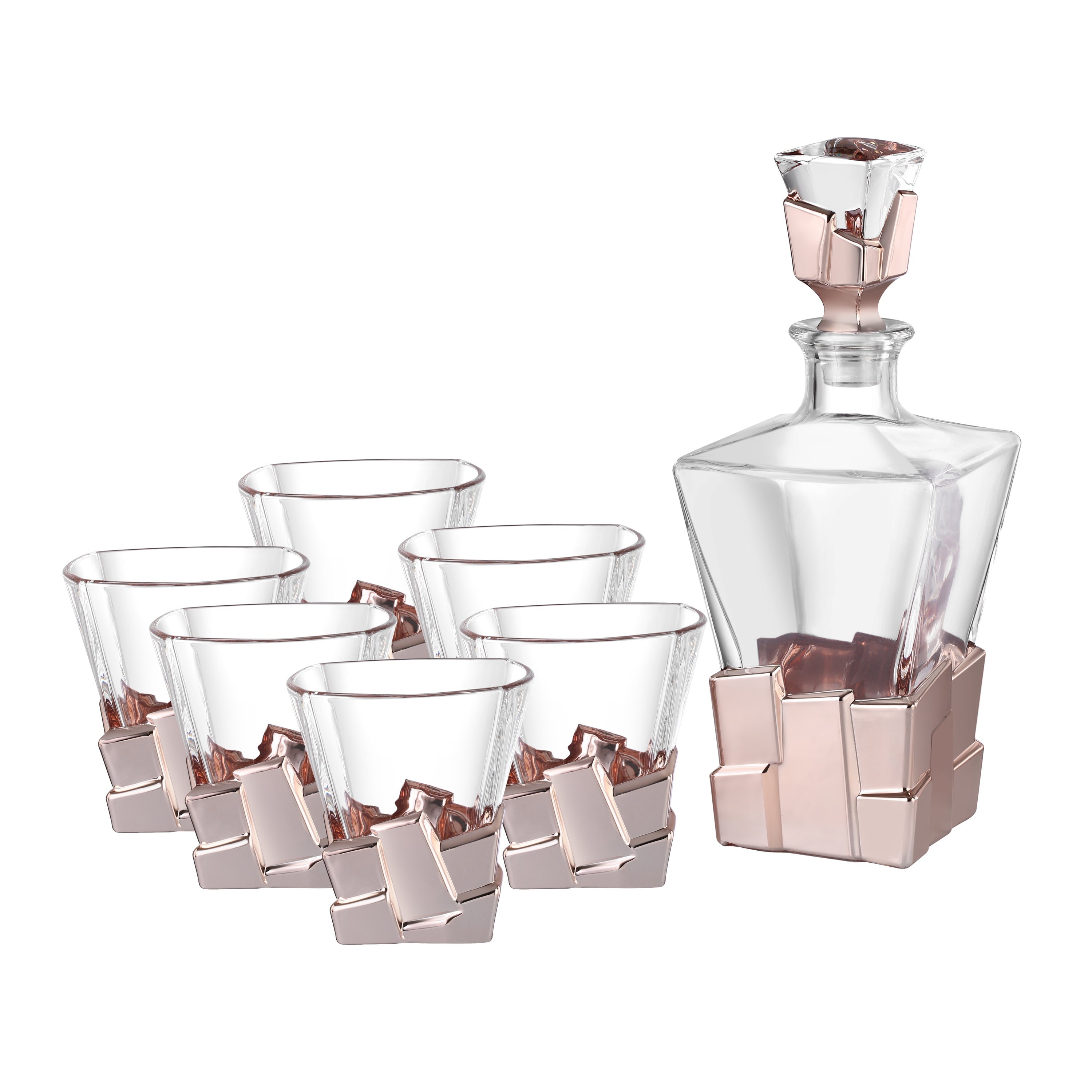 Dof Glass Rose Gold (Set of 6 Glasses + Decanter)